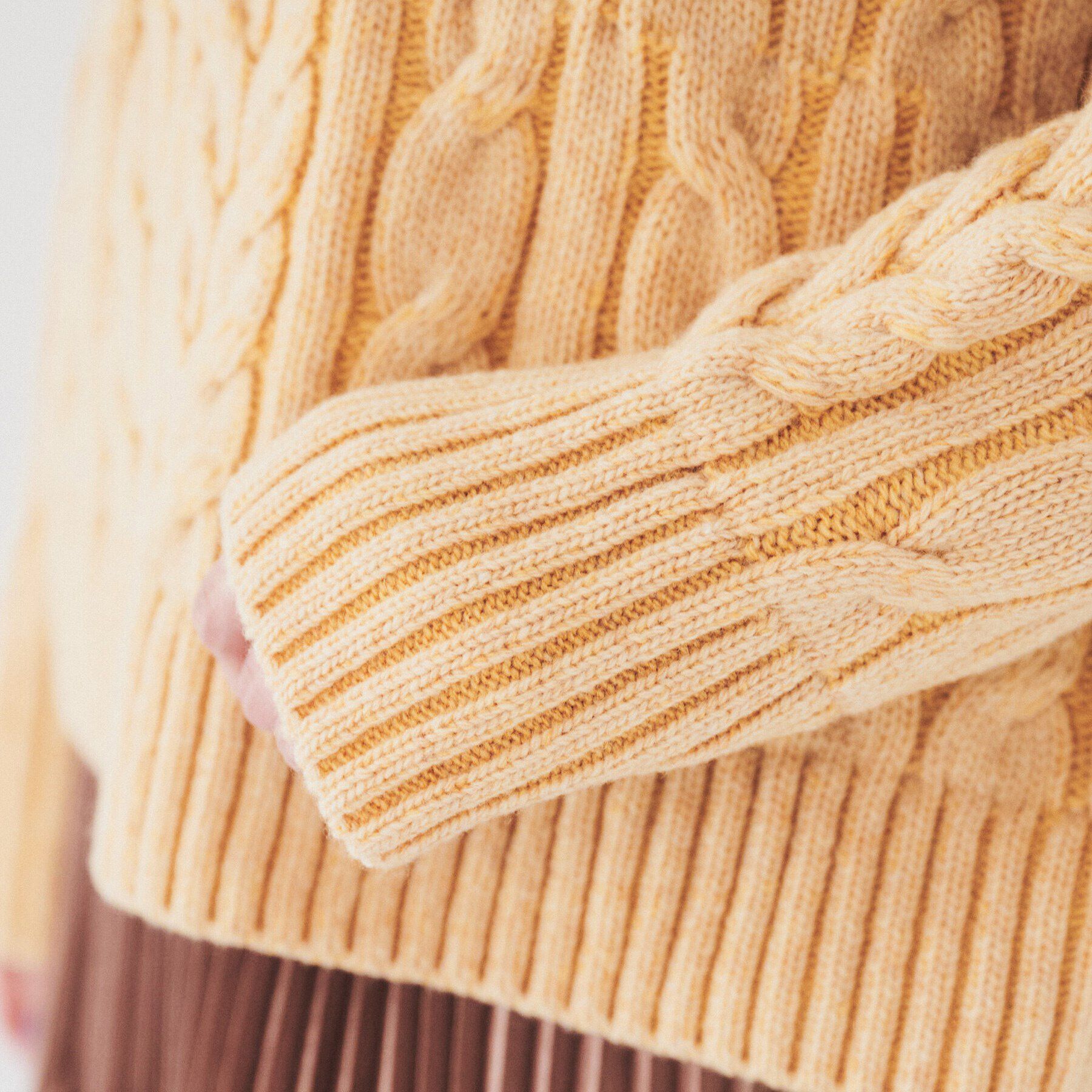 UNTITLED「【日本製/すっきり丈/トラッド】ラムウール ケーブルニット」|ニット・セーター|