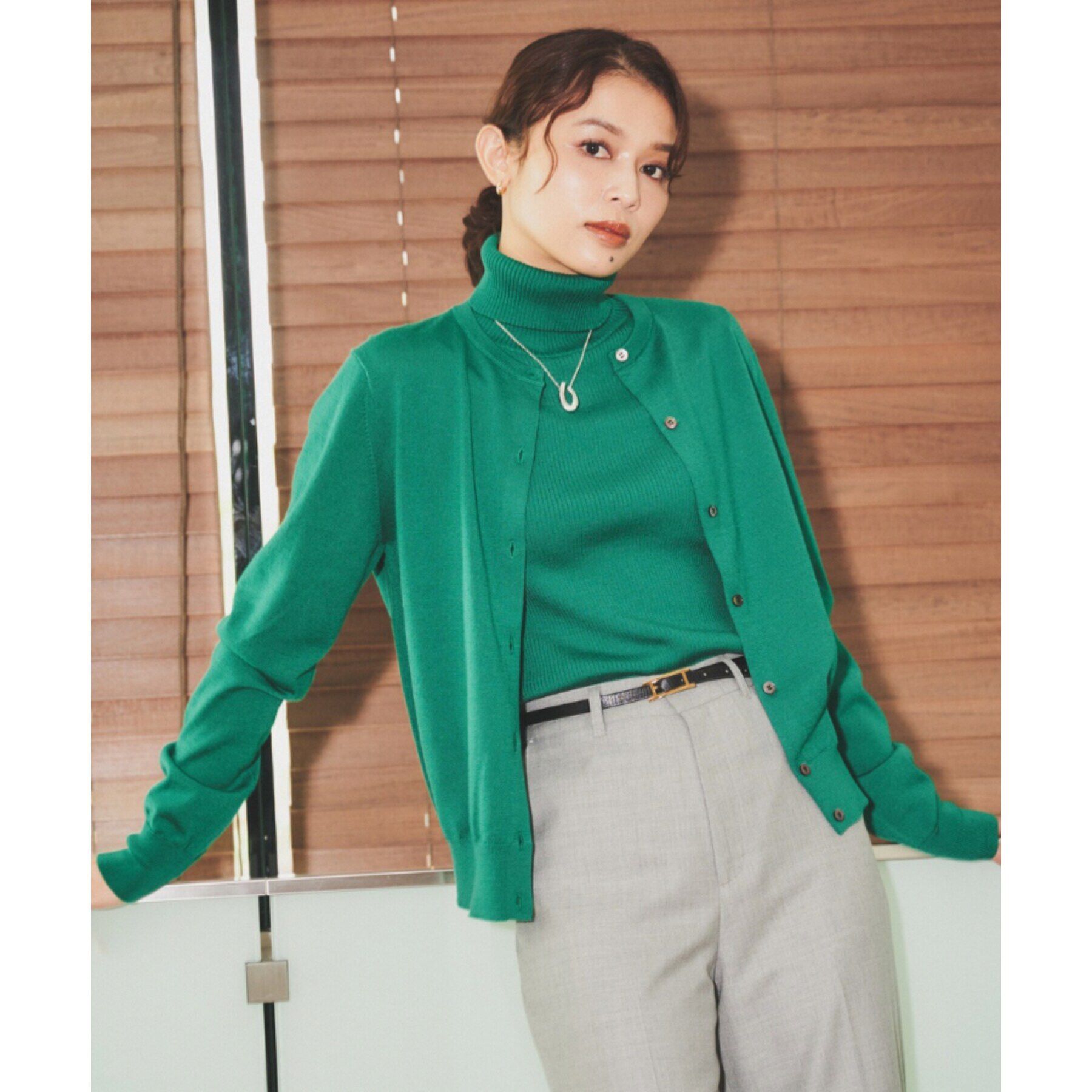 UNTITLED「ウール クルーネックニットカーディガン」|カーディガン|