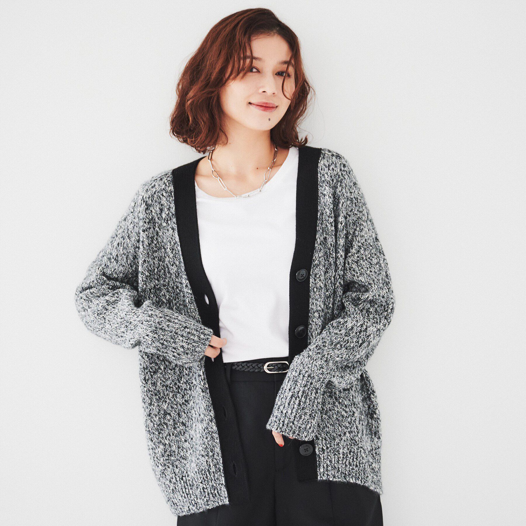 UNTITLED「【ゆったり/こなれ感】ミックスツイストカーディガンニット」|カーディガン|