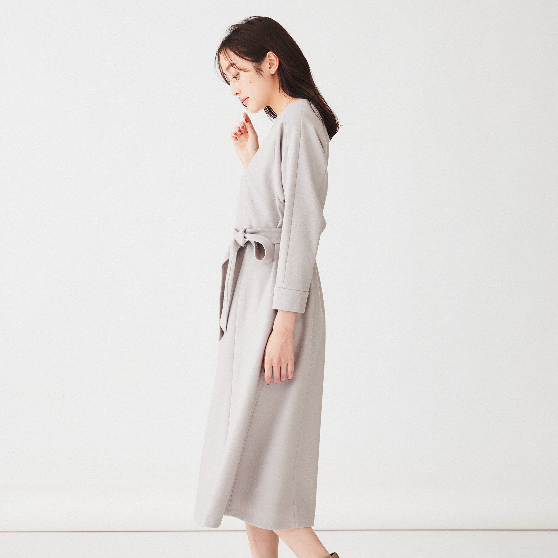 UNTITLED「【日本製/きれい目/ベルト付】ミルドジャージワンピース」|ワンピース|