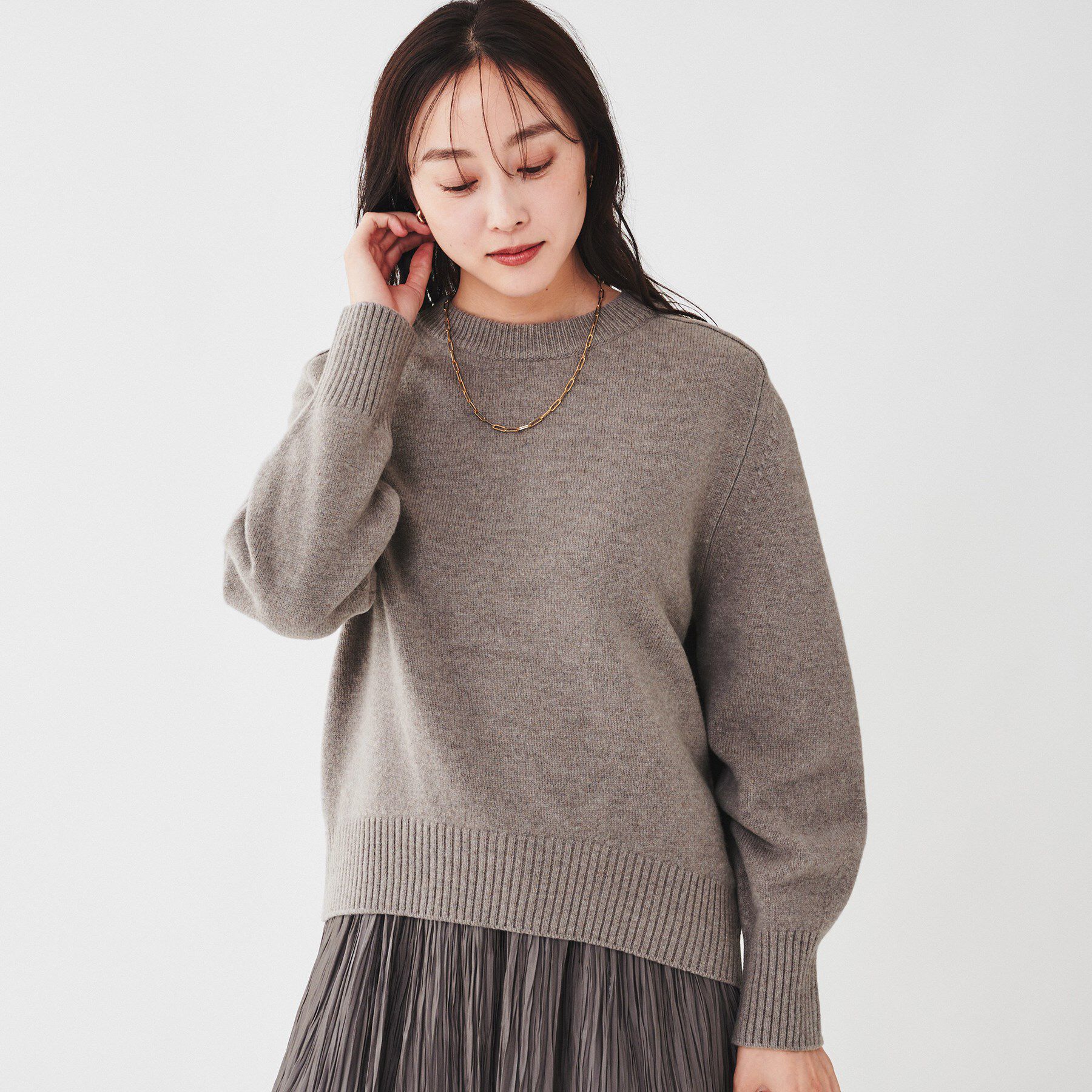 UNTITLED「ラムウールカシミヤ パフスリーブプルオーバーニット」|ニット・セーター|