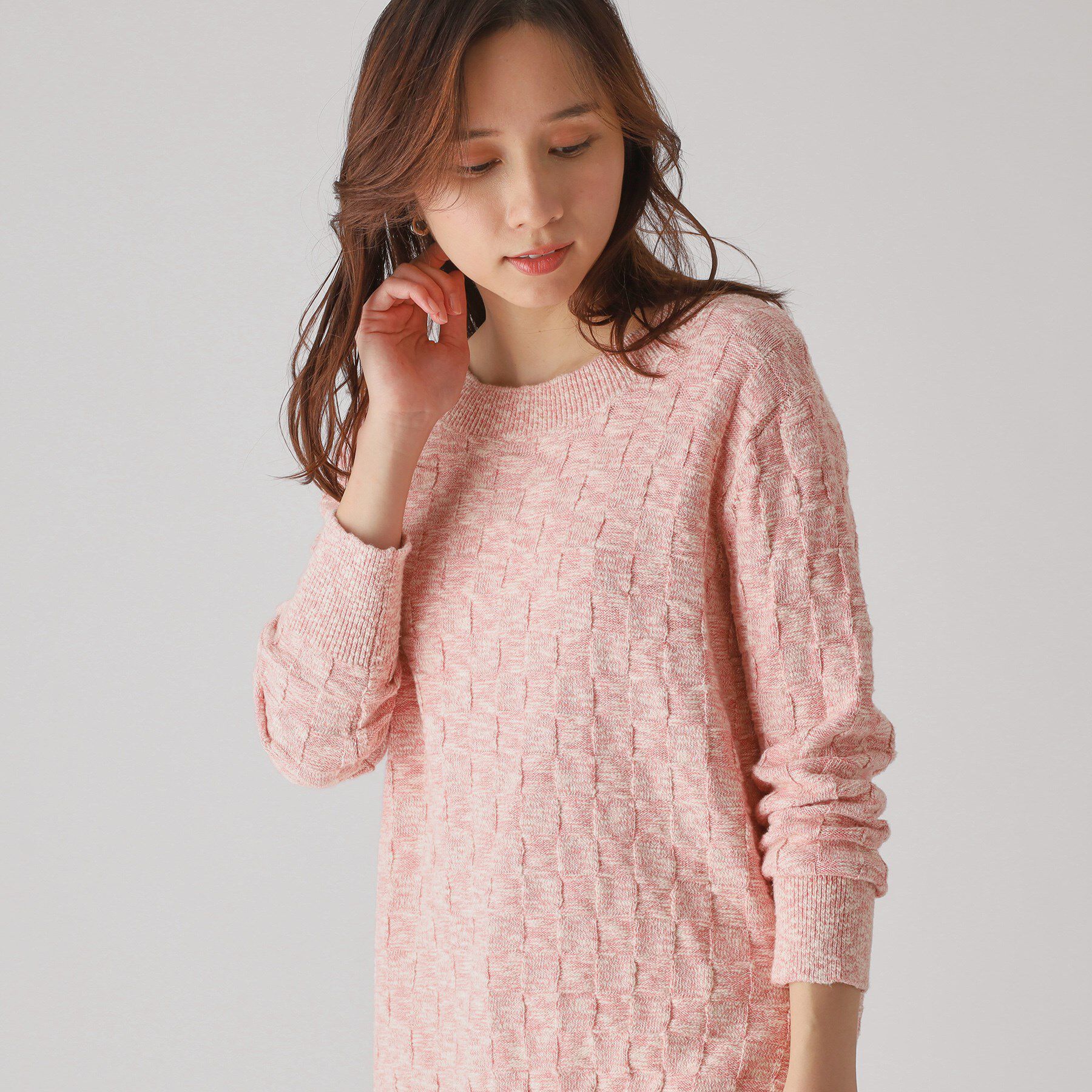 COUP DE CHANCE「【洗える】前後2WAYロング丈ニットトップス」|ニット・セーター|ピンク(072)