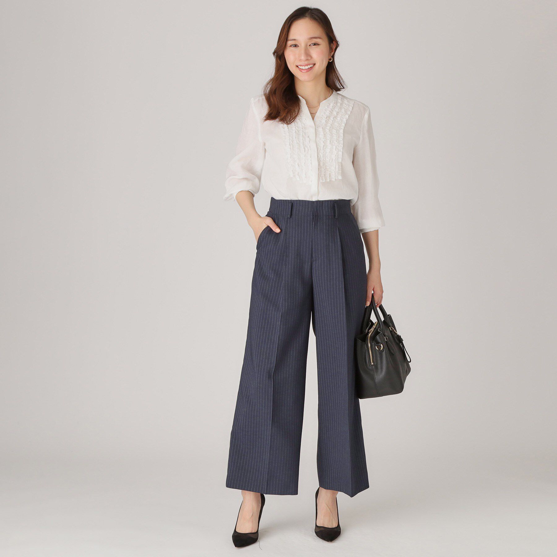 COUP DE CHANCE「【洗える／ウエスト後ろゴム】ストライプ柄ワイドパンツ」|その他|