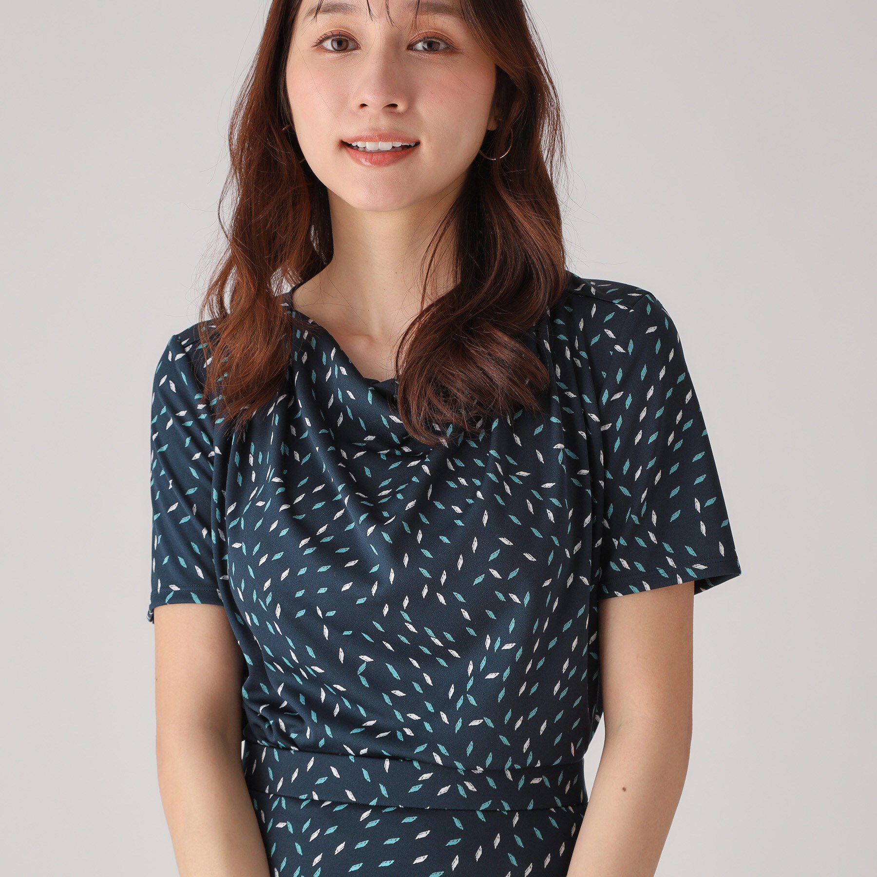 COUP DE CHANCE「【洗える／日本製】ジオメトリック柄カットソー」|Tシャツ・カットソー|ネイビー(194)