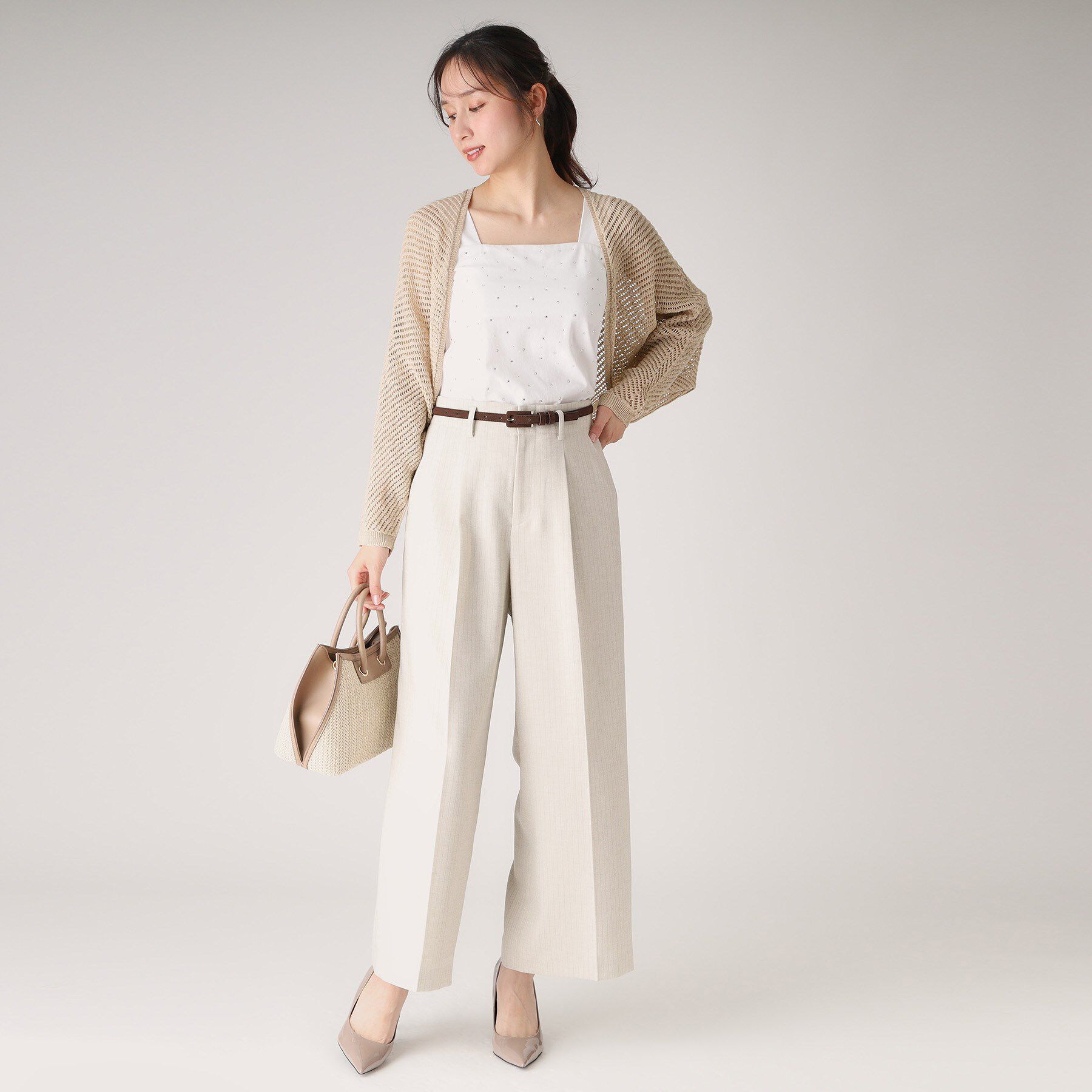 COUP DE CHANCE「【洗える／日本製】和紙混ショート丈ニットボレロ」|カーディガン|