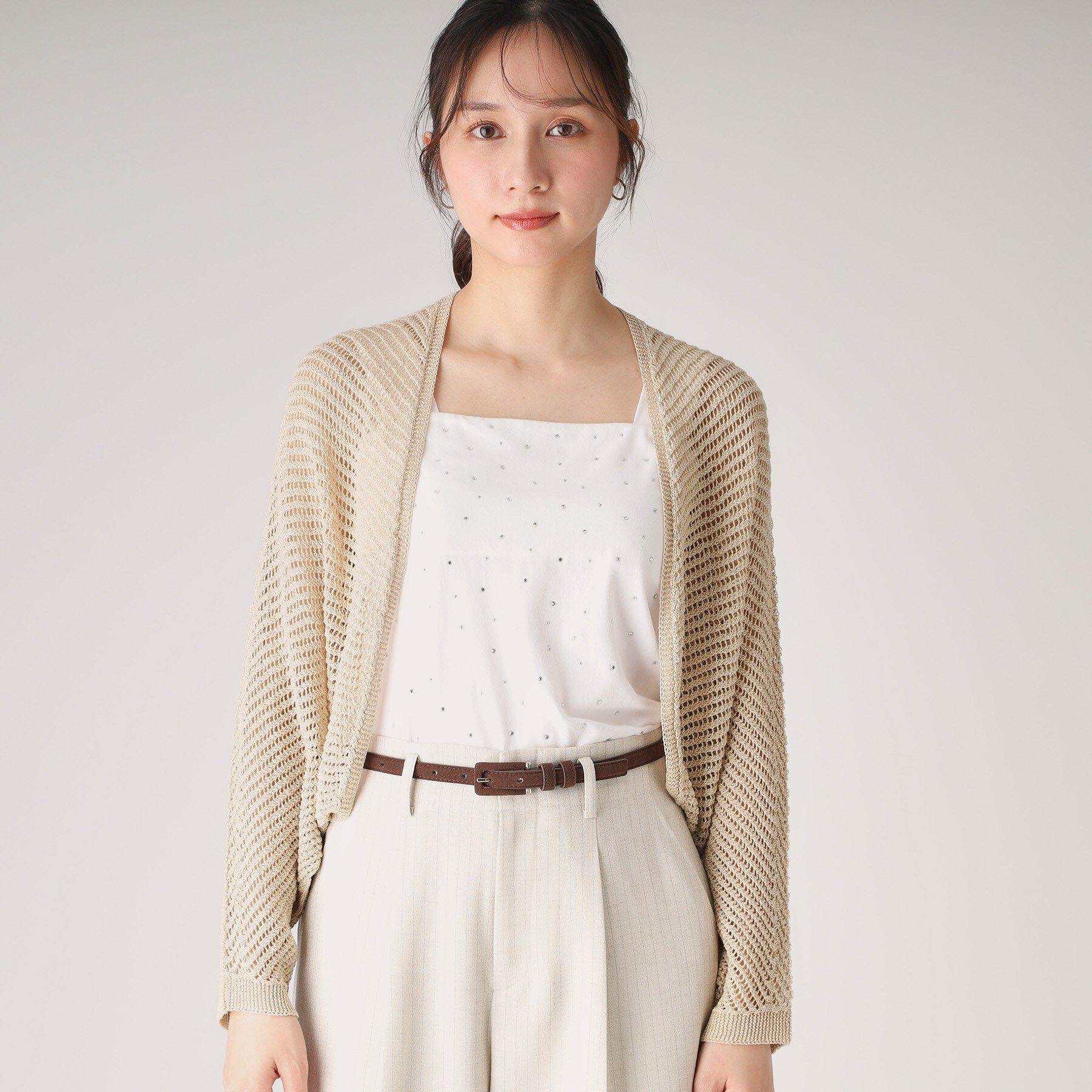 COUP DE CHANCE「【洗える／日本製】和紙混ショート丈ニットボレロ」|カーディガン|