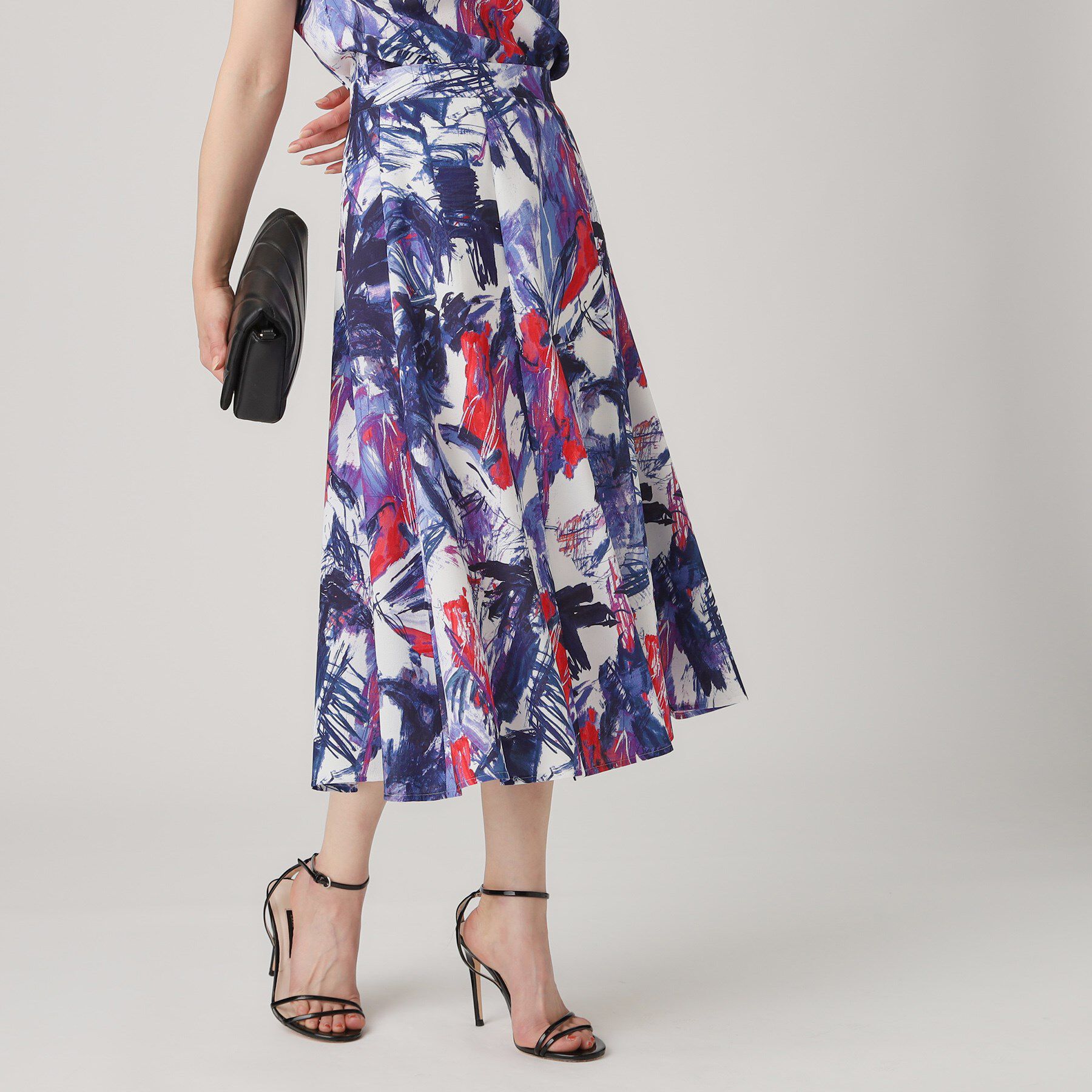 COUP DE CHANCE「【洗える／日本製】プリント柄フレアスカート」|スカート|ネイビー(194)