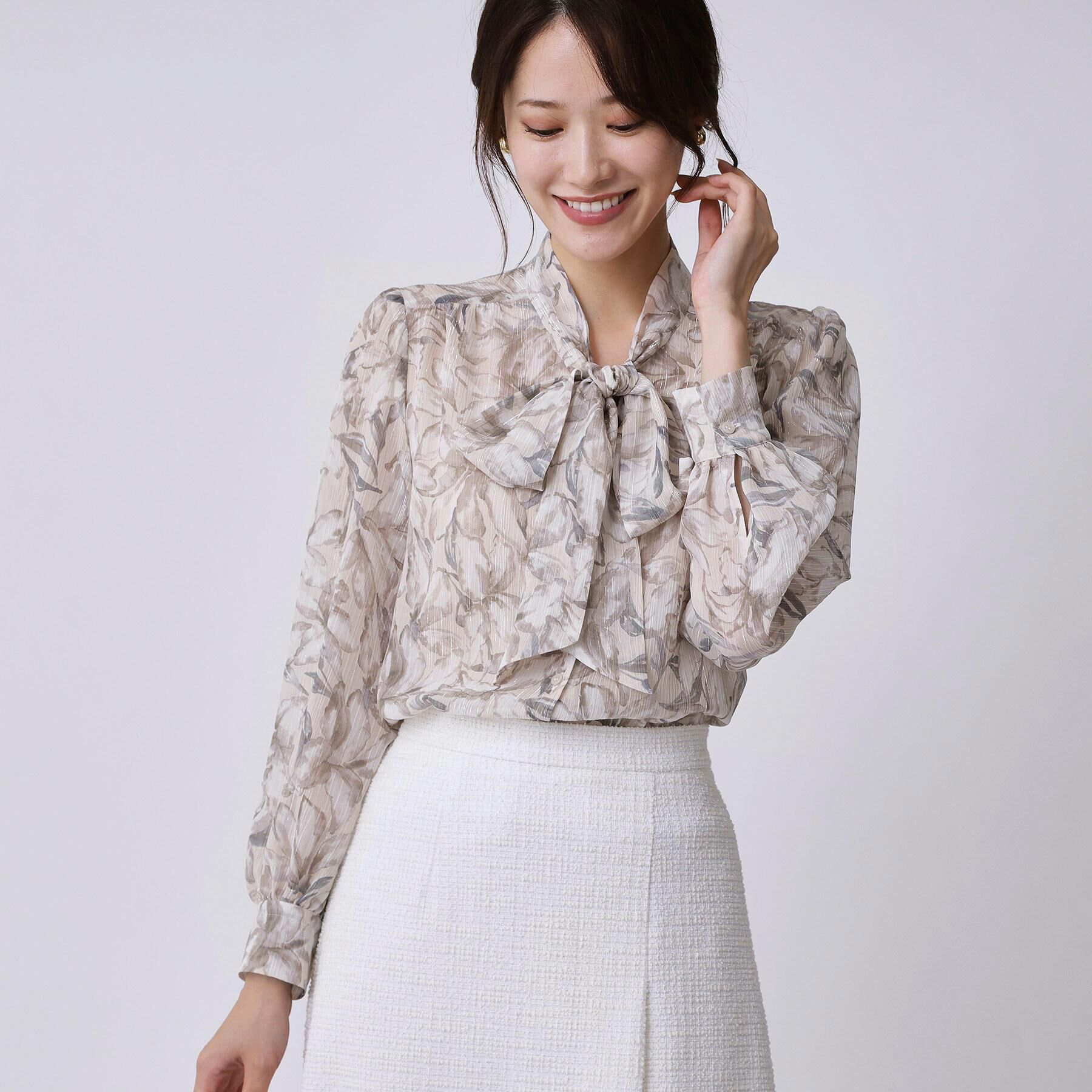 COUP DE CHANCE「【手洗い可／日本製】花柄ボウタイブラウス」|シャツ・ブラウス|