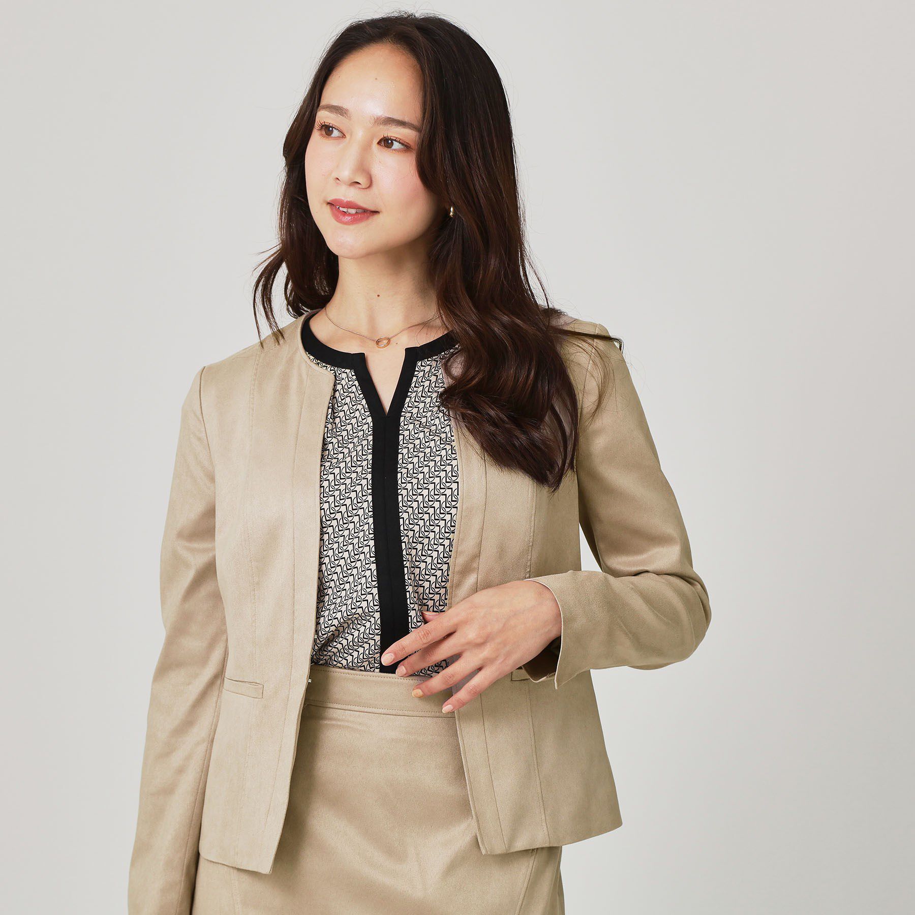 COUP DE CHANCE「【手洗い可／日本製】スェード調ノーカラージャケット」|ノーカラージャケット|