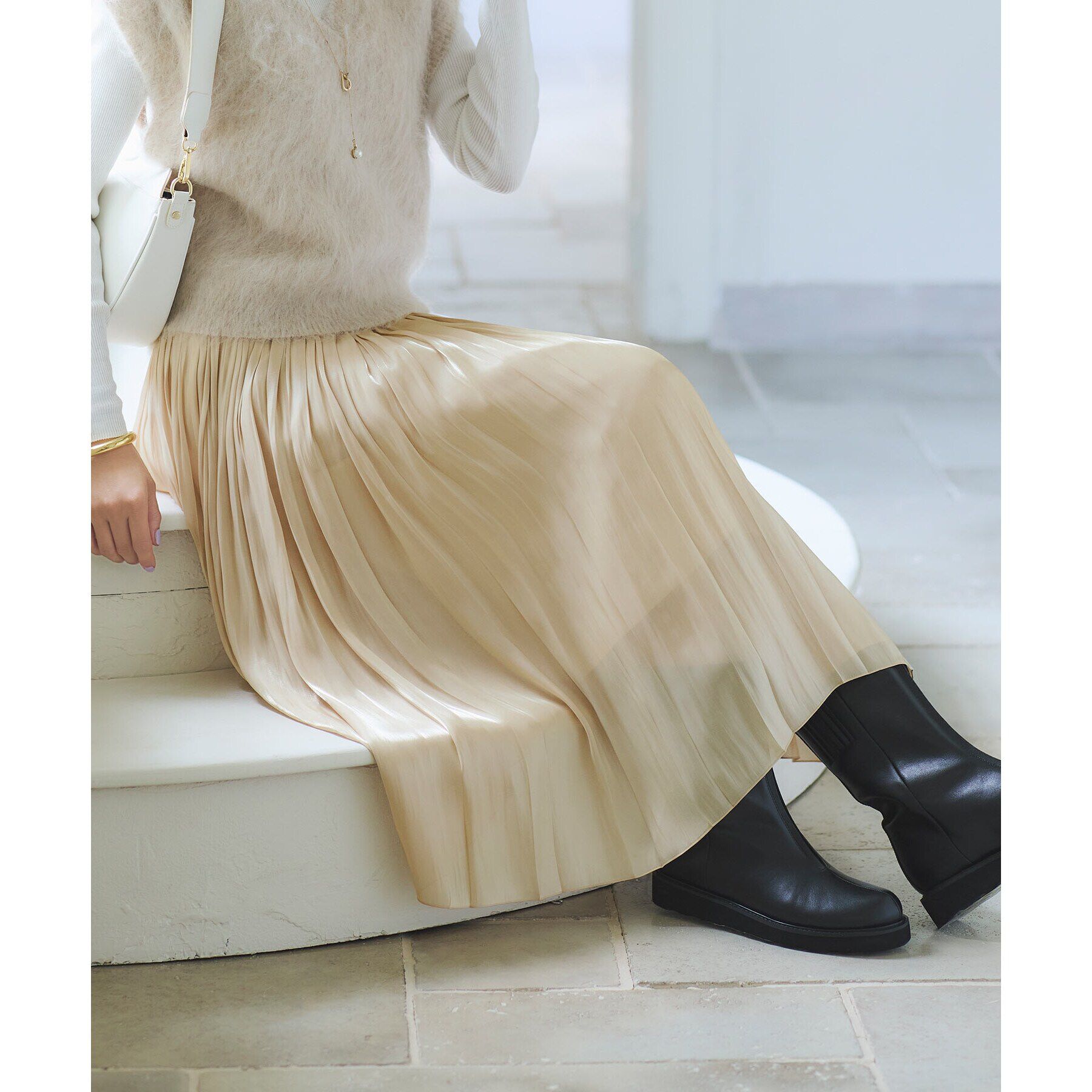 Reflect「【手洗い可】シャイニープリーツスカート」|スカート|