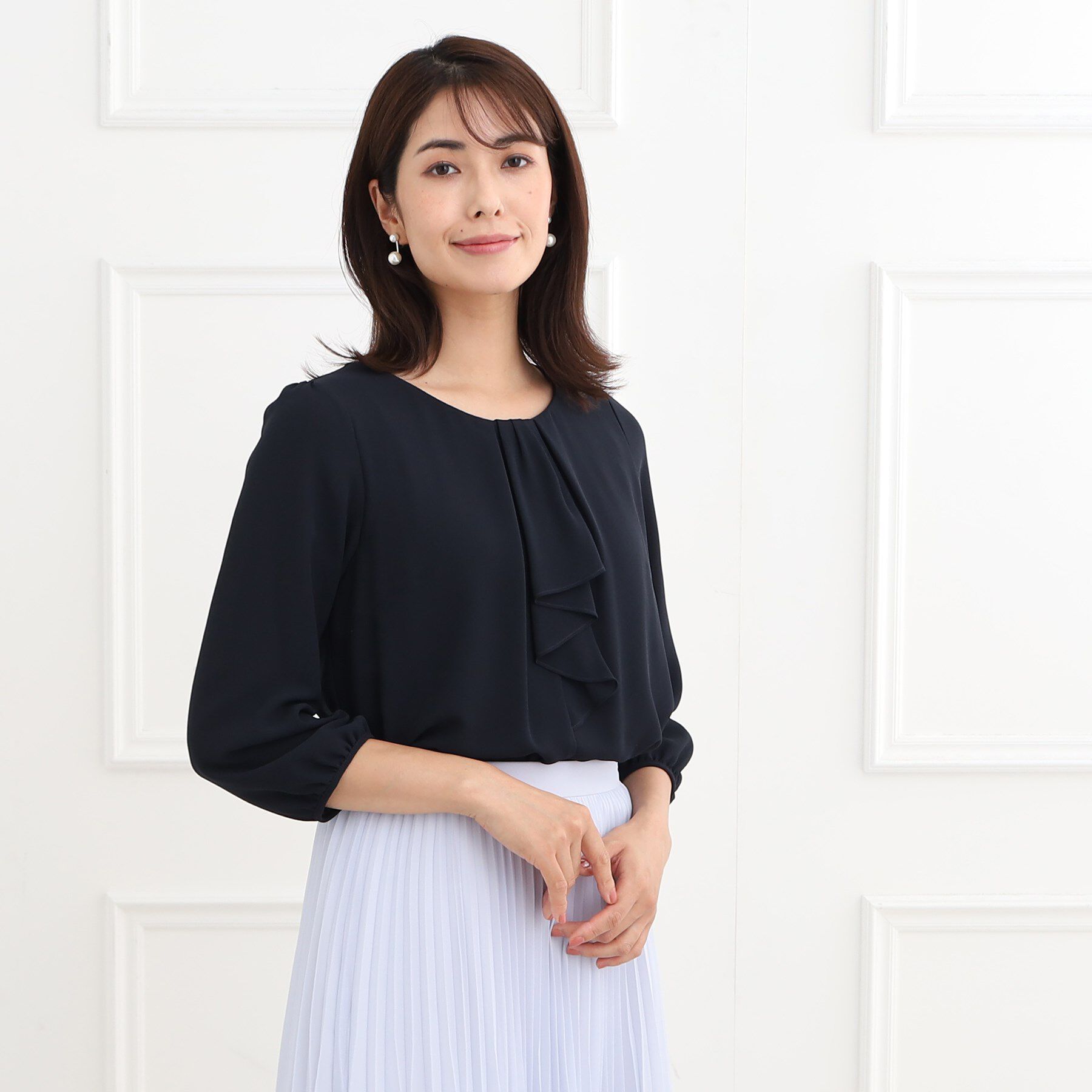 Reflect「【夏SALE／フォーマル/マシンウォッシュ可】フロントラッフルディティールブラウス」|シャツ・ブラウス|