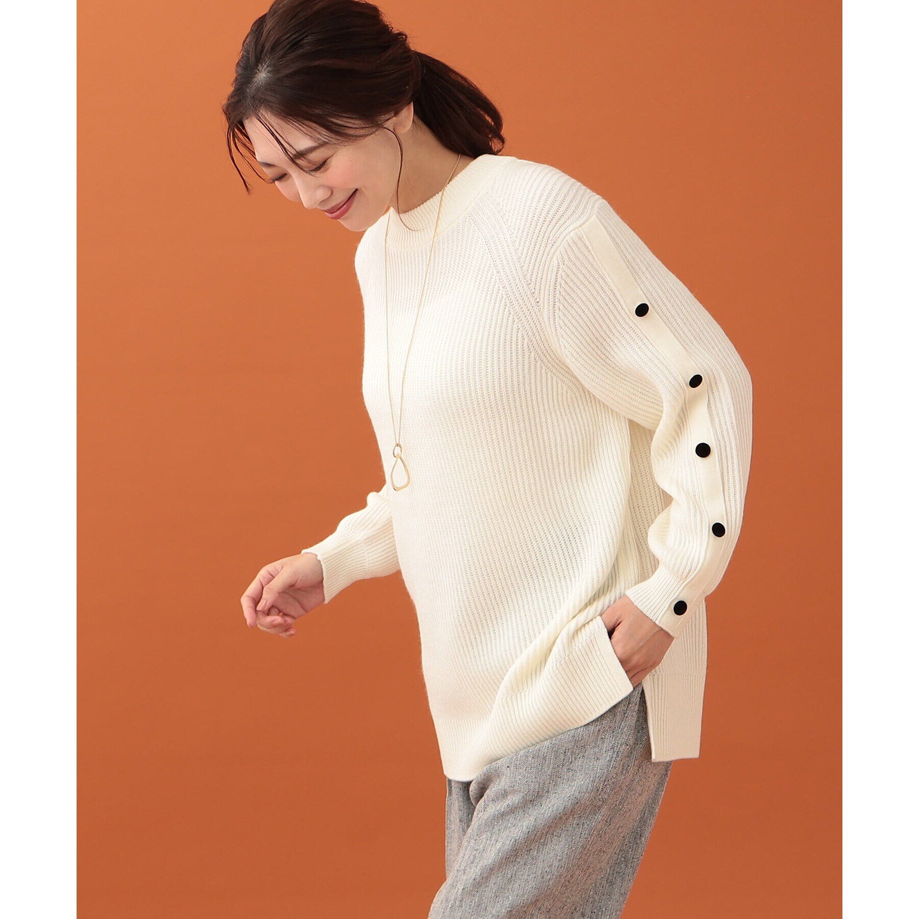 Reflect「【WEB限定カラーあり／手洗い可】ハイネックチュニック丈ニット」|ニット・セーター|