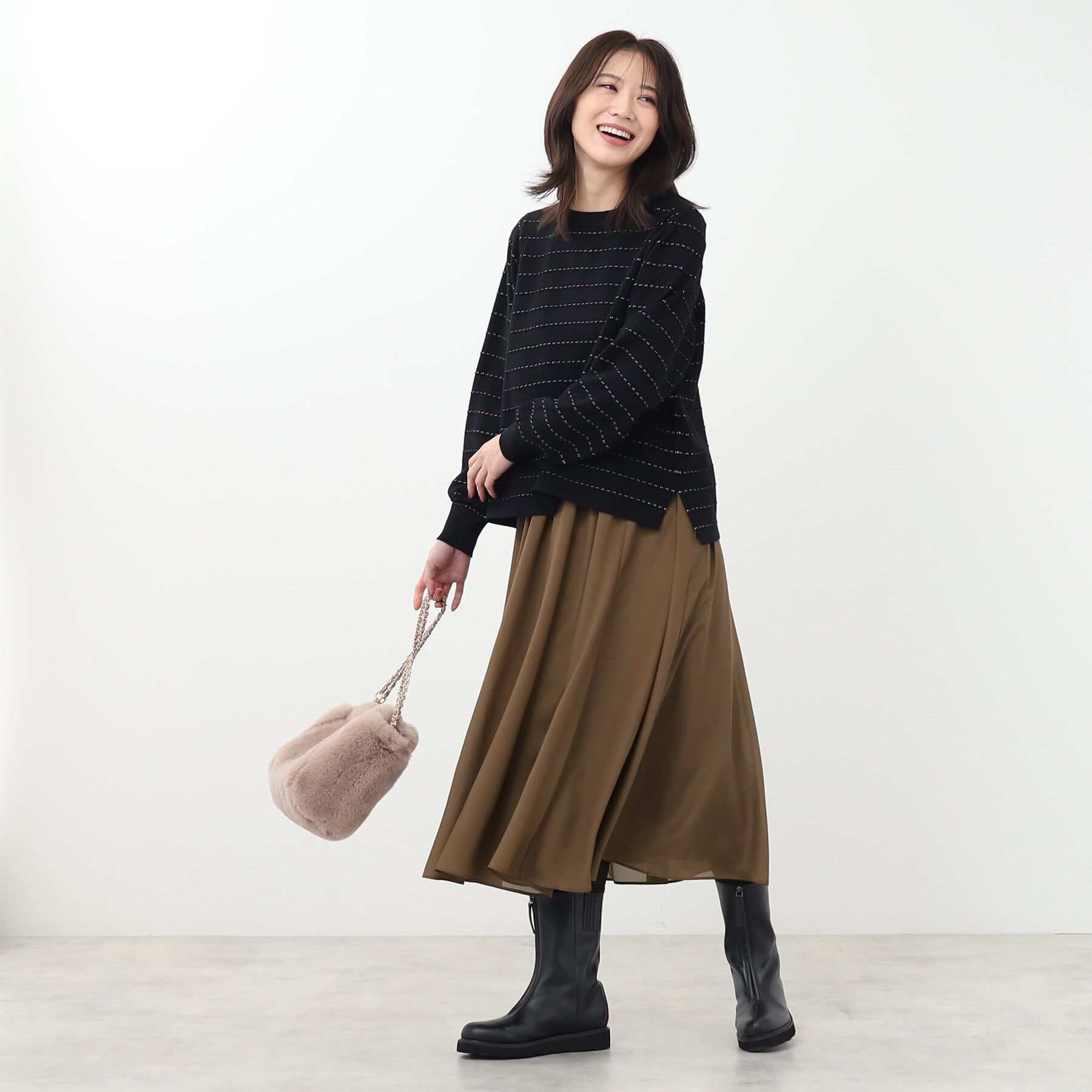 Reflect「【手洗い可/ウエスト総ゴム仕様】フリュイドシフォンスカート」|スカート|