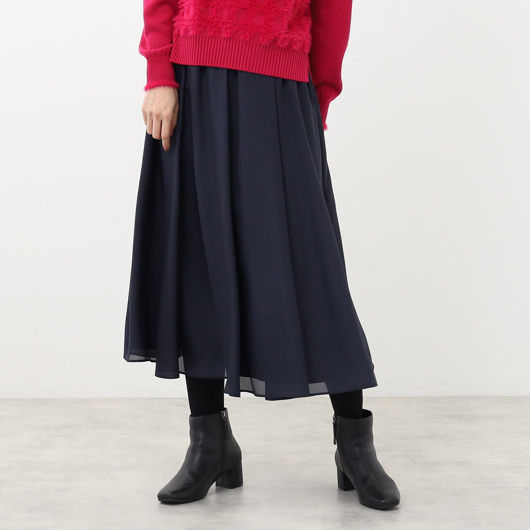 Reflect「【手洗い可/ウエスト総ゴム仕様】フリュイドシフォンスカート」|スカート|