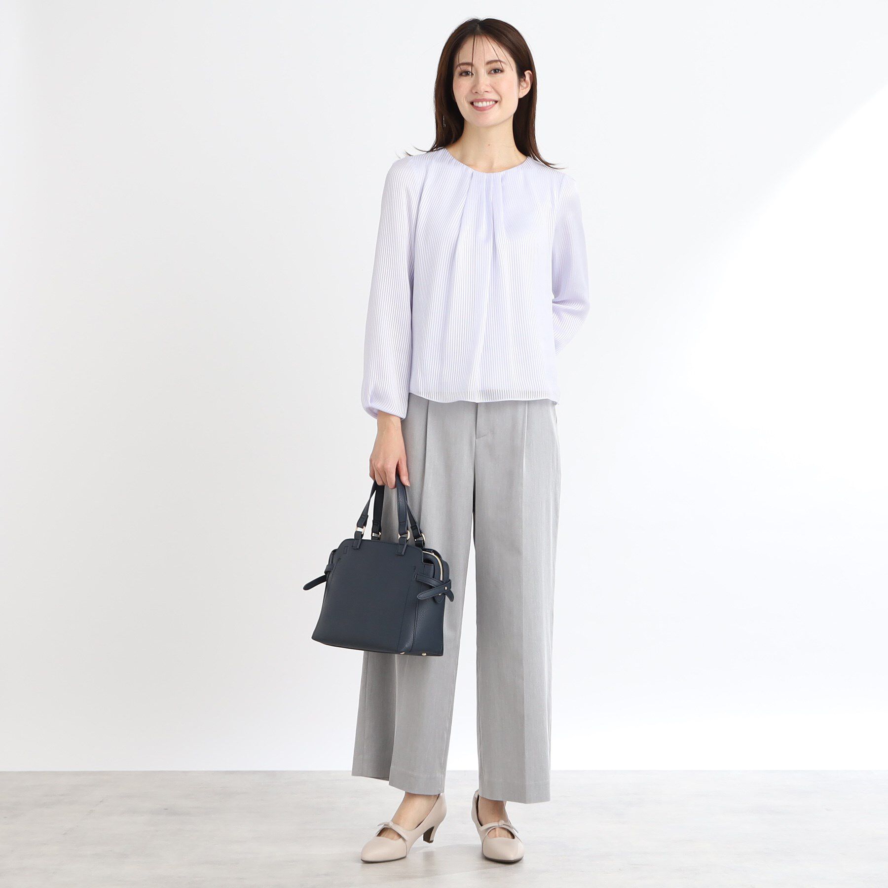 Reflect「【手洗い可】シアーシャドーストライプブラウス」|シャツ・ブラウス|