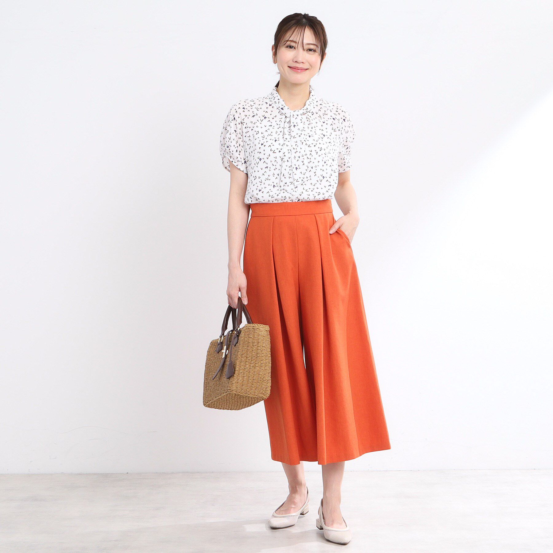 Reflect「【マシンウォッシュ可／セットアップ可】ボウタイプリントブラウス」|シャツ・ブラウス|