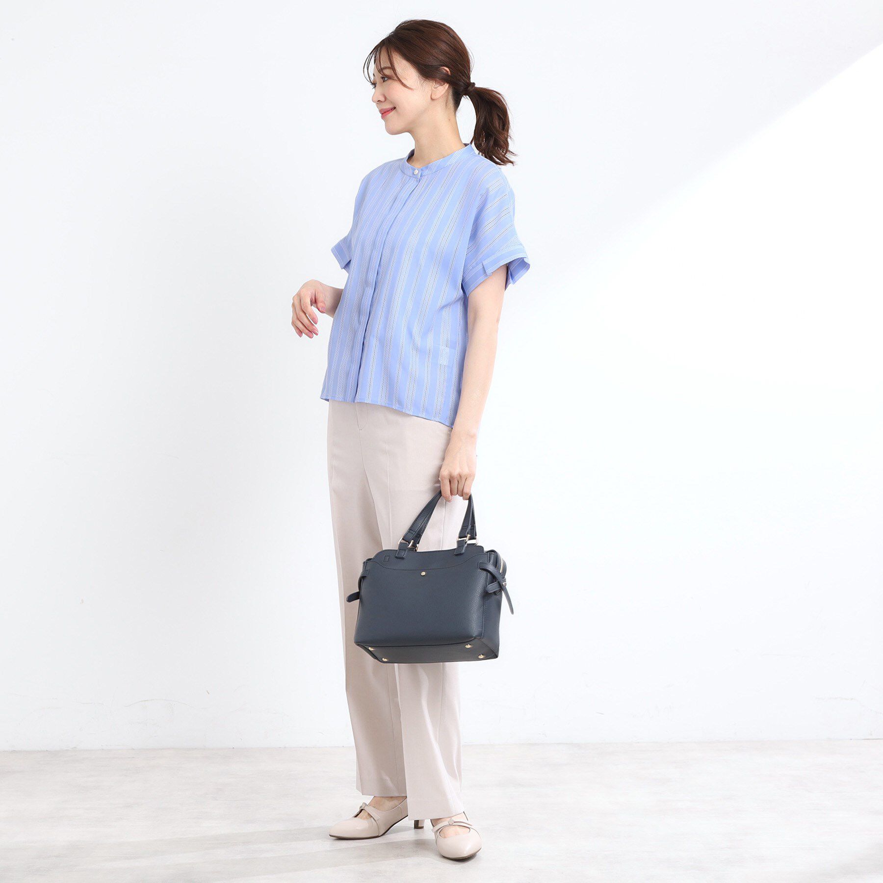 Reflect「【洗える】ドビーストライプブラウス」|シャツ・ブラウス|