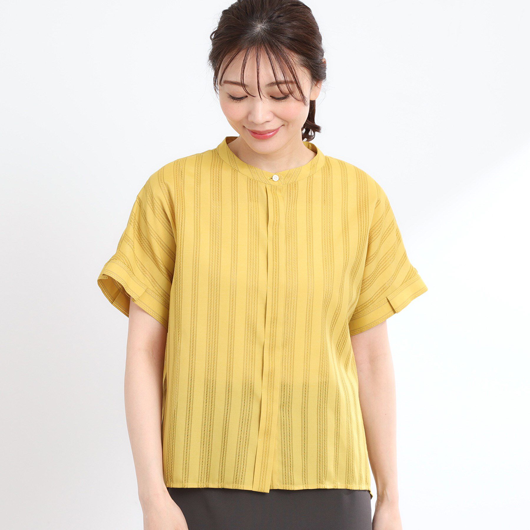 Reflect「【洗える】ドビーストライプブラウス」|シャツ・ブラウス|