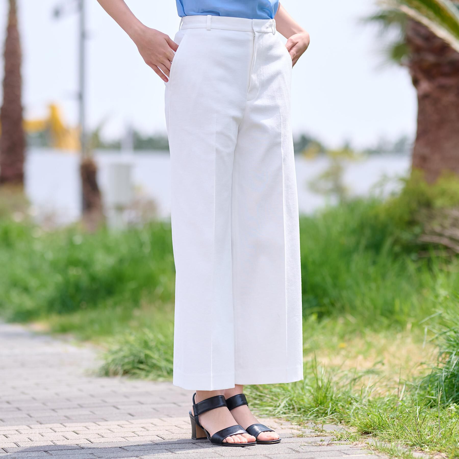 DRESSTERIOR「【洗える/吸水速乾/接触冷感/UVカット】リネンミックスストレッチワイドパンツ」|その他|