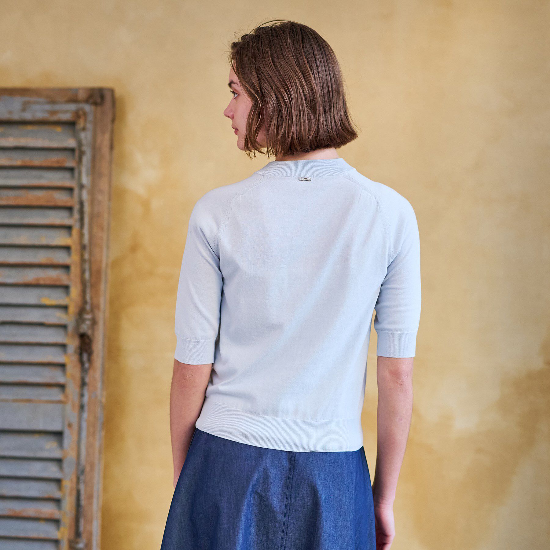 DRESSTERIOR「【定番/洗える】コットンシルク混ハーフスリーブ」|ニット・セーター|