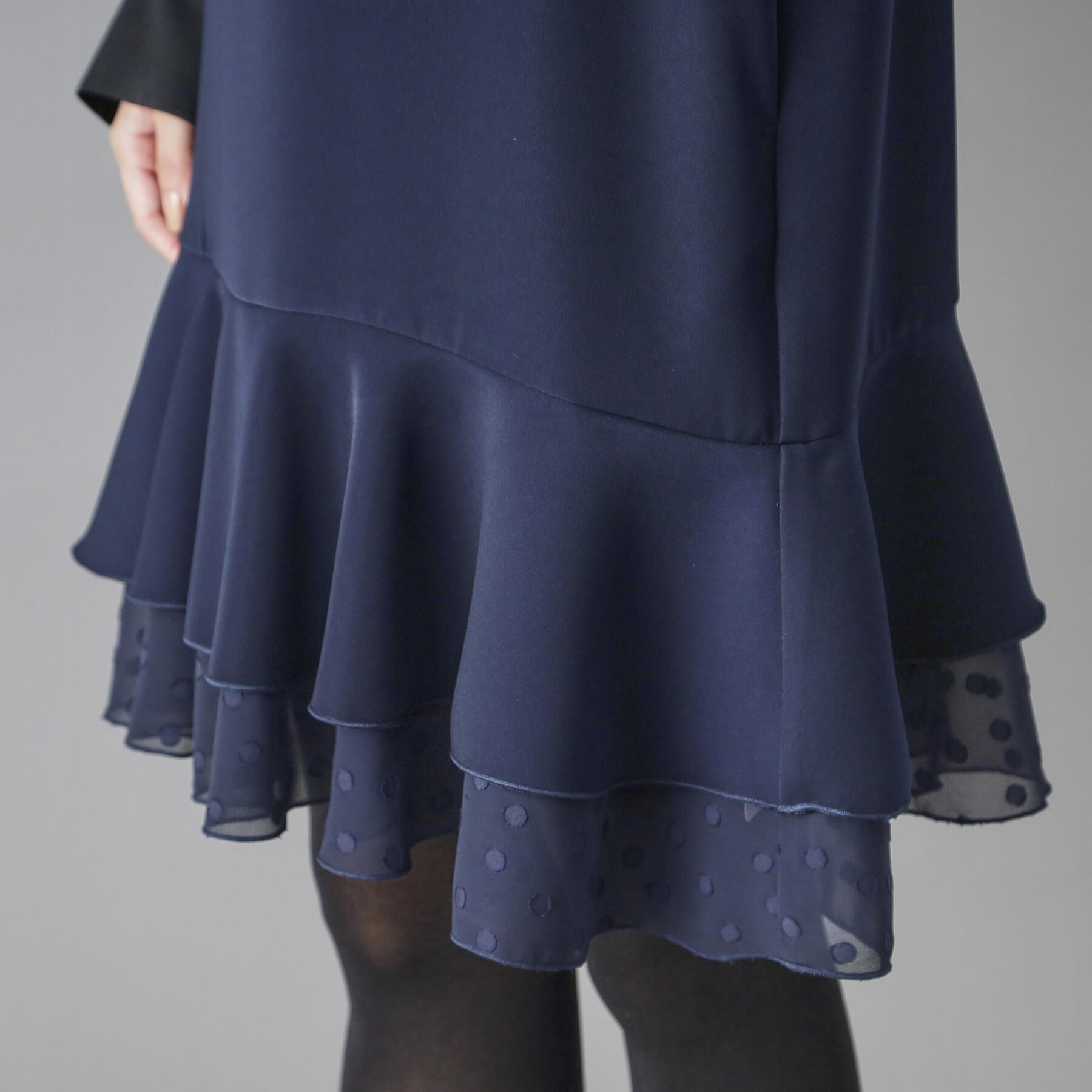 DRESSTERIOR「【otonaMUSE 11月号掲載】ダブルクロスボリュームスリーブミニワンピース」|ワンピース|