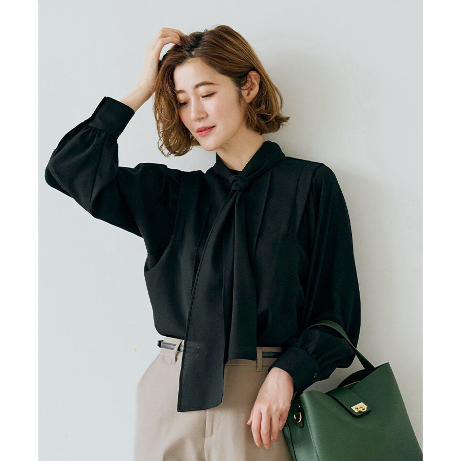grove「ウイングスリーブボウタイブラウス」|シャツ・ブラウス|ブラック(019)