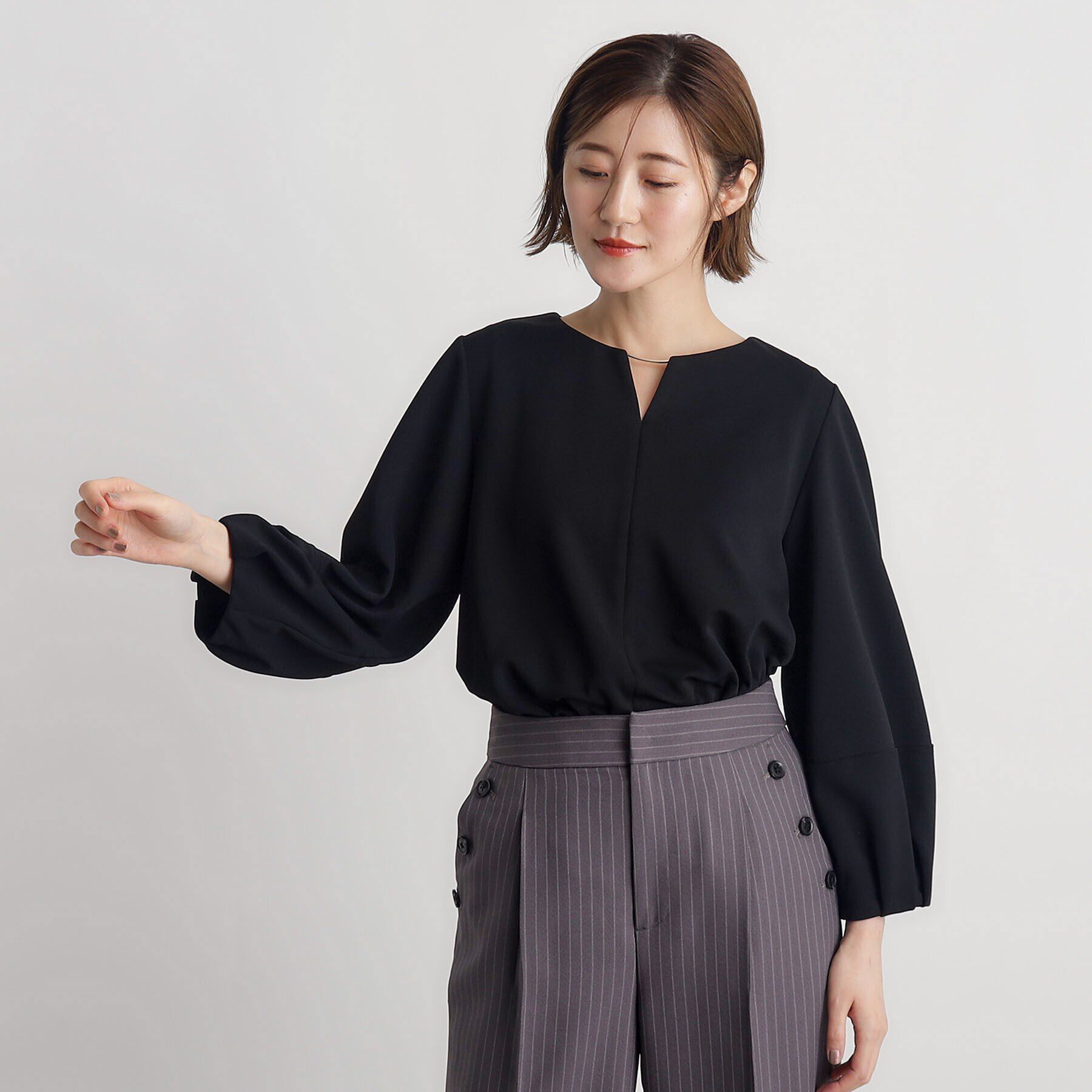 grove「カットツイルランタンスリーブプルオーバー」|Tシャツ・カットソー|