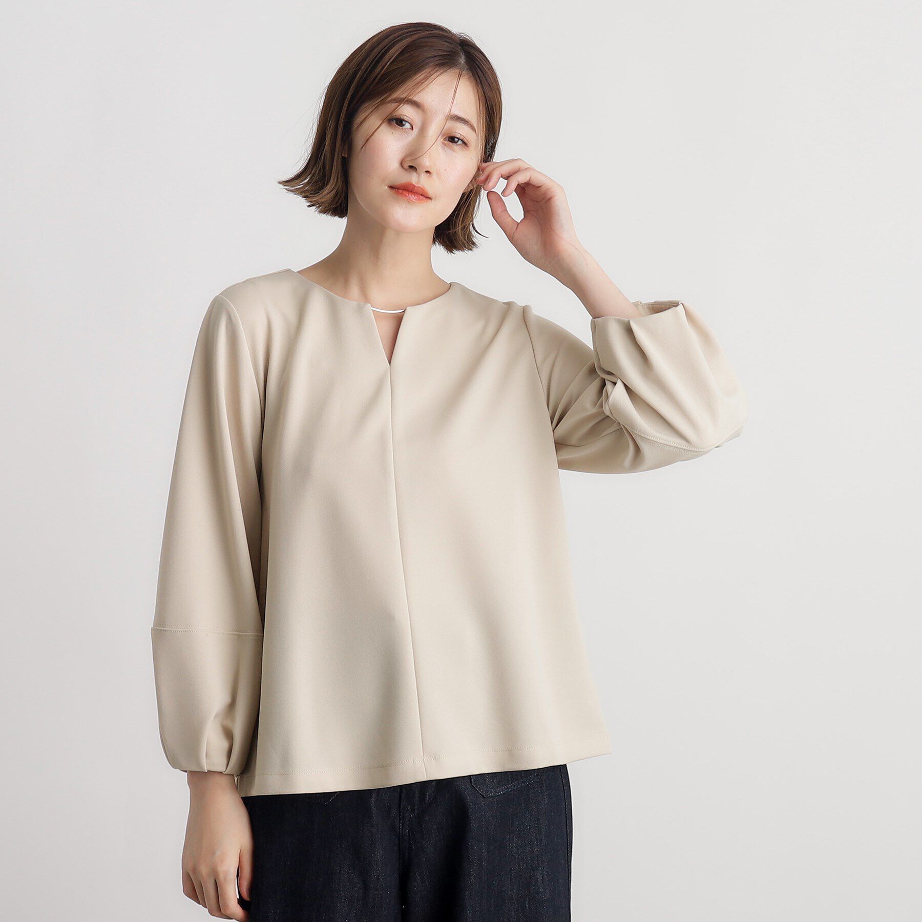 grove「カットツイルランタンスリーブプルオーバー」|Tシャツ・カットソー|