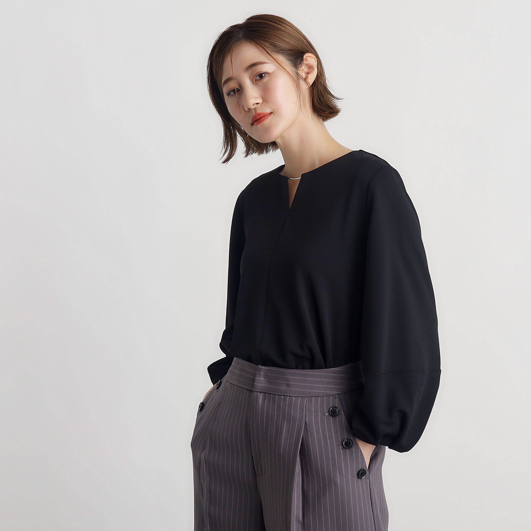 grove「カットツイルランタンスリーブプルオーバー」|Tシャツ・カットソー|