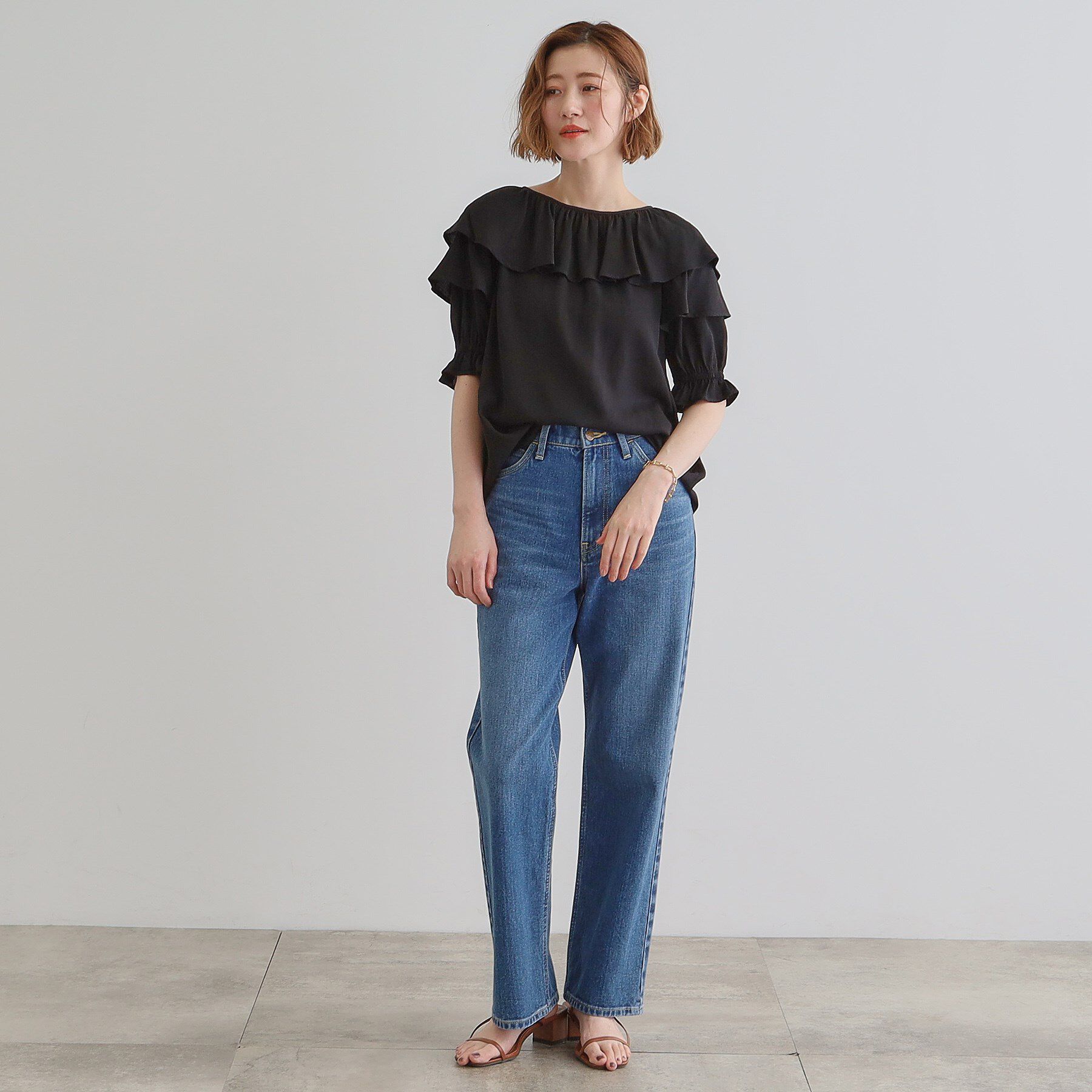 grove「麻調ダブルフリルブラウス」|シャツ・ブラウス|