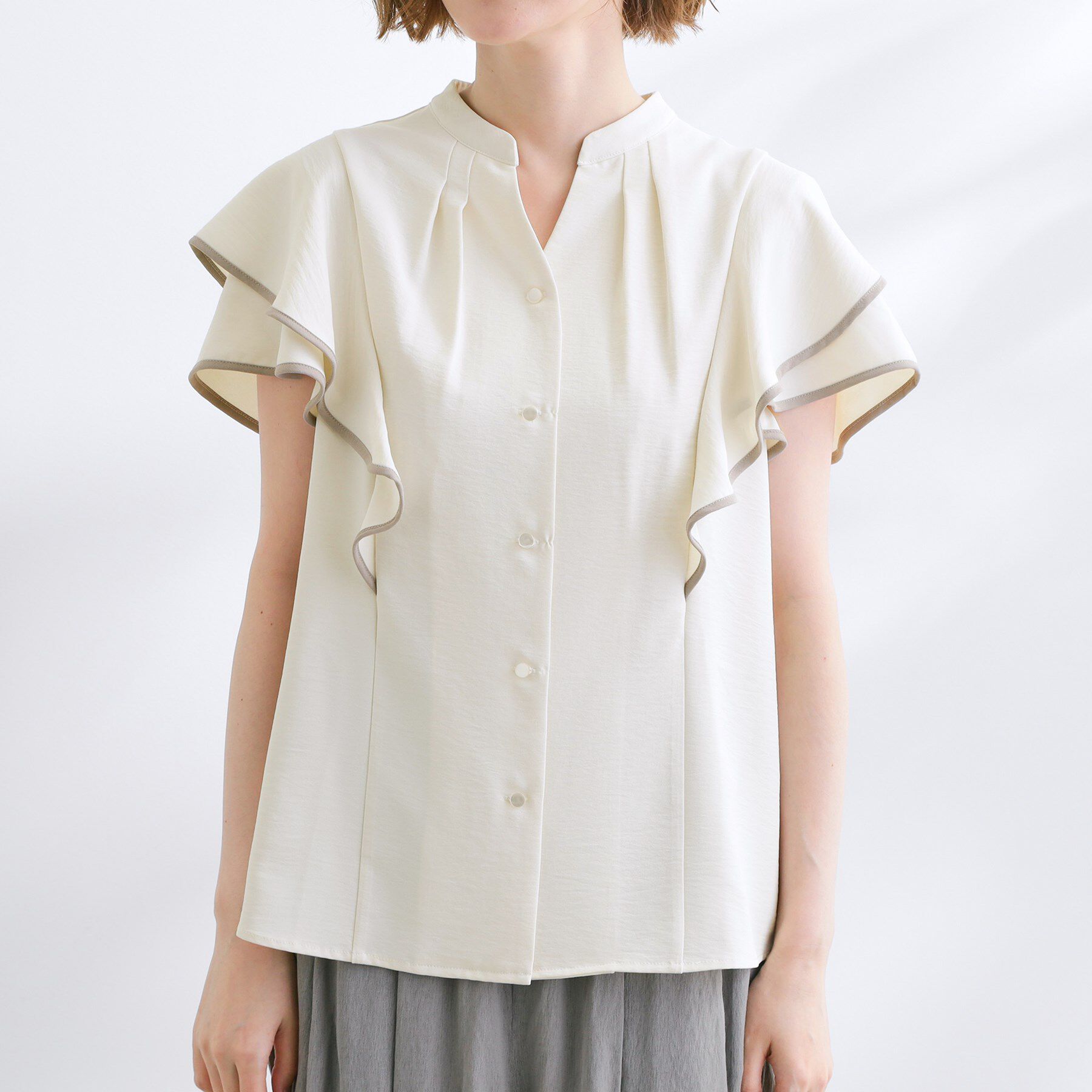 grove「【さらりと着られる】多機能フリルブラウス」|シャツ・ブラウス|