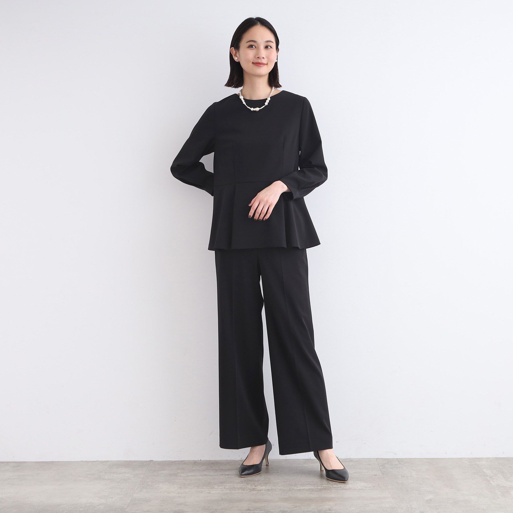 INDIVI「【洗える／SETUP可能／セレモニー】ペプラムブラウス」|シャツ・ブラウス|