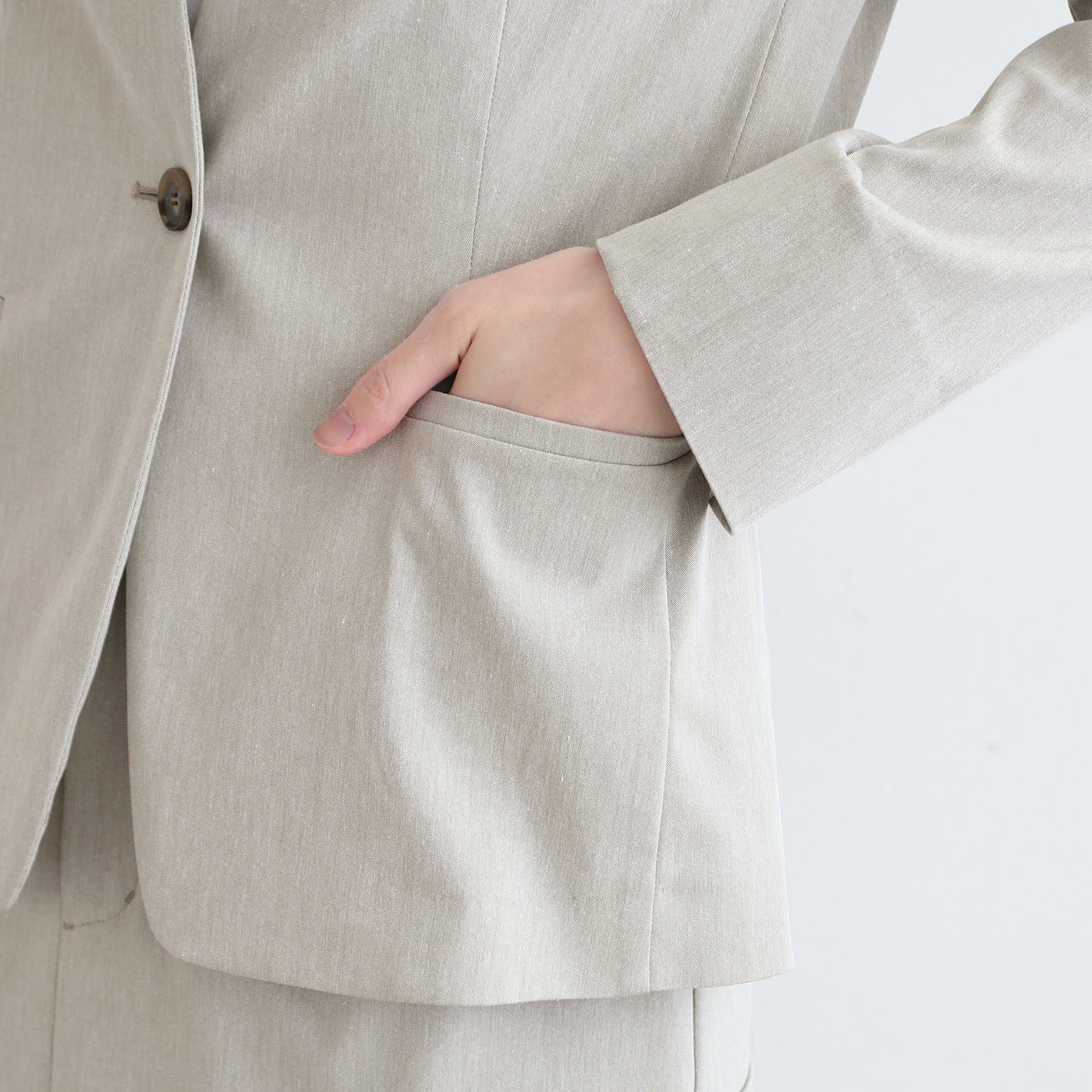 INDIVI「【洗える／UVケア／接触冷感／SETUP可能】麻混ノーカラージャケット」|スーツ|