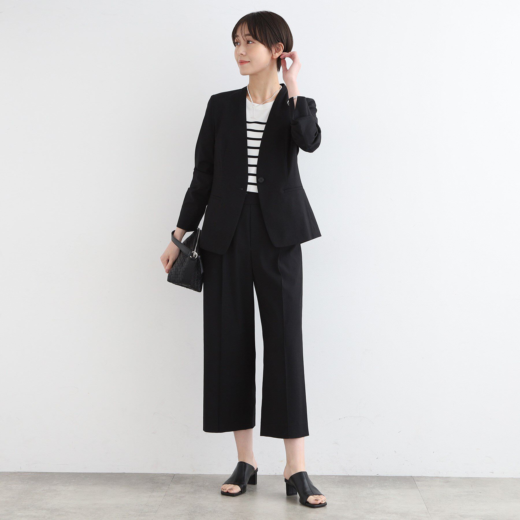 INDIVI「【洗える／UVケア／接触冷感／SETUP可能】麻混ノーカラージャケット」|スーツ|