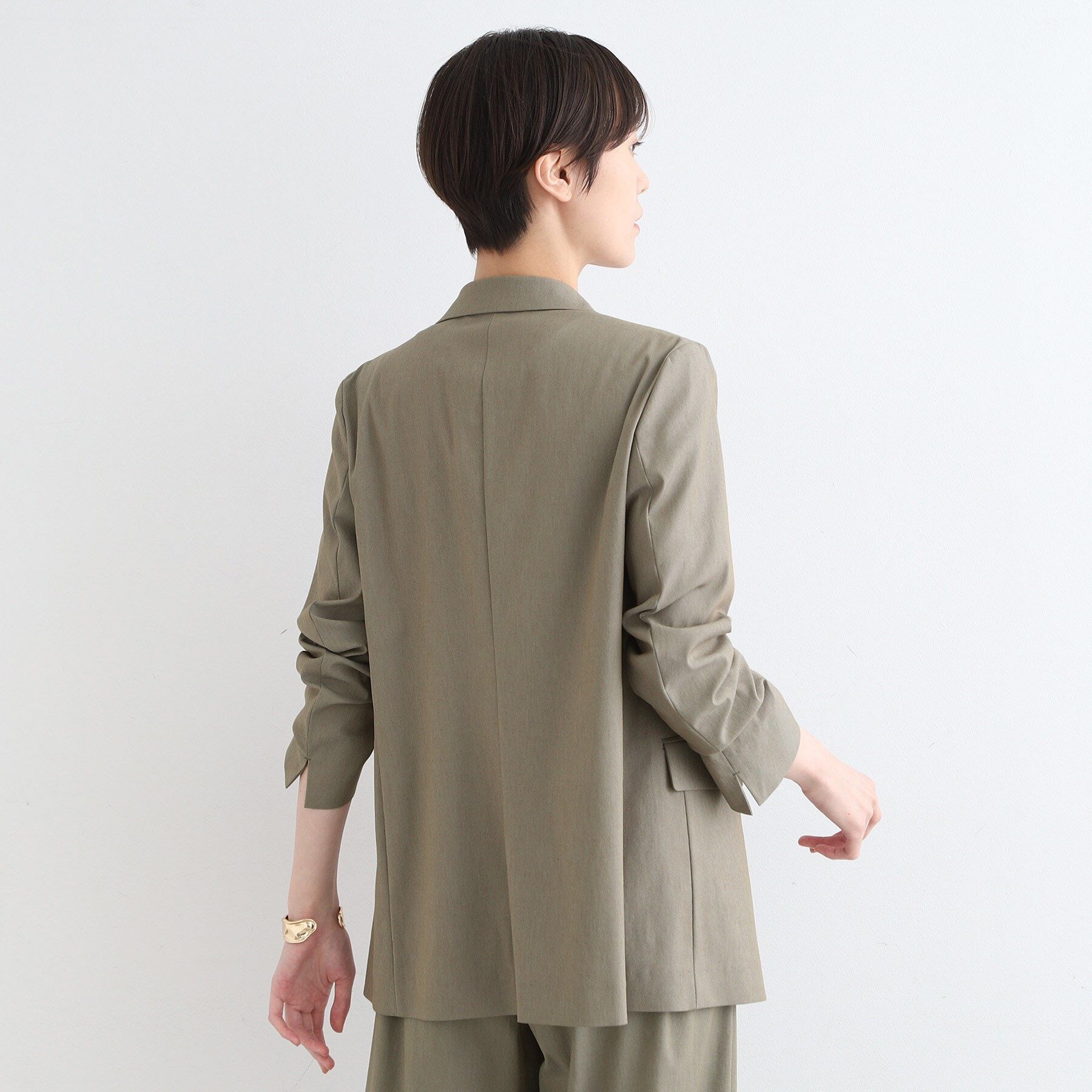 INDIVI「【洗える／UVケア／接触冷感／SETUP可能】麻混テーラードダブルジャケット」|スーツ|