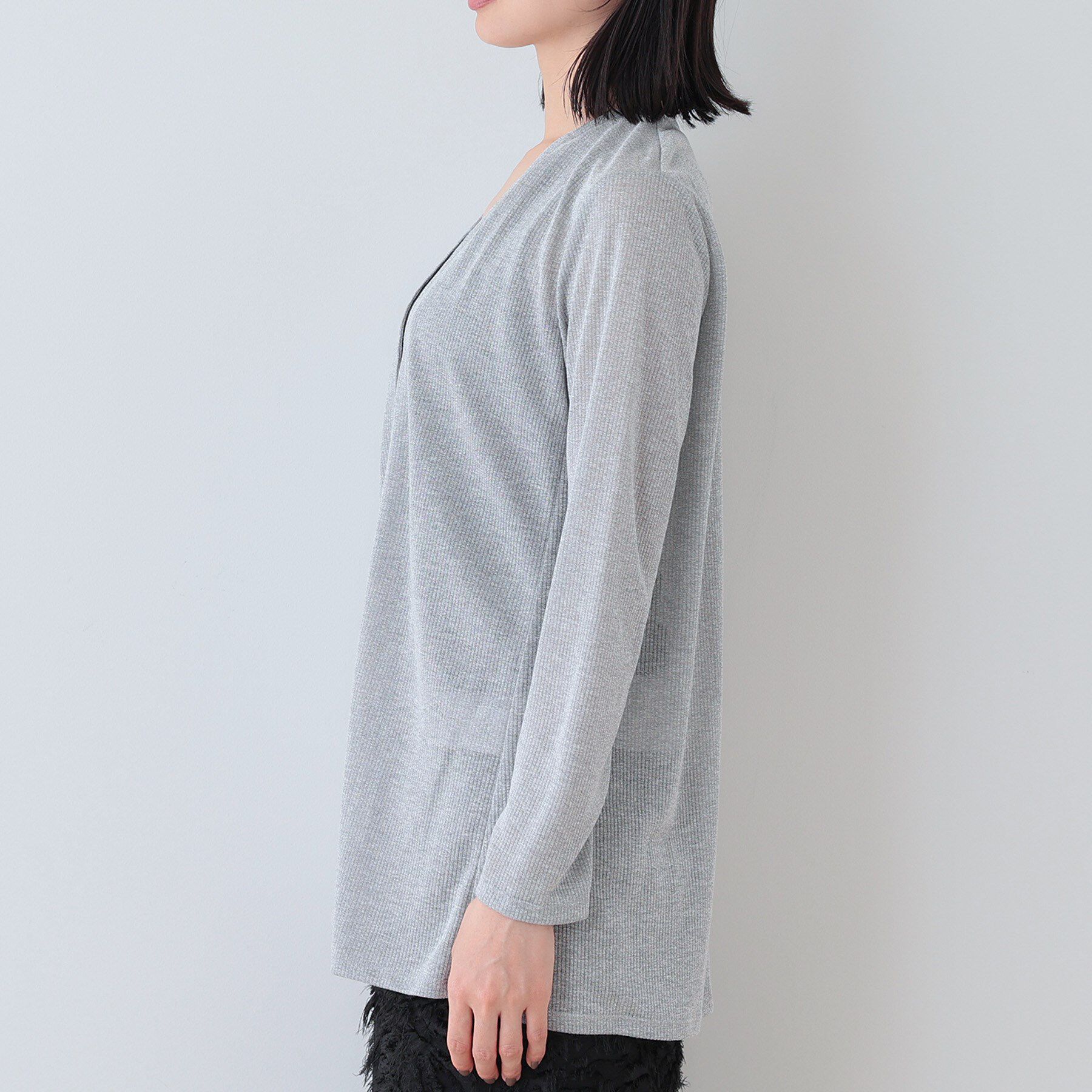 INDIVI「【洗える／シアーストライプ柄】着流しジャージカーディガン」|カーディガン|