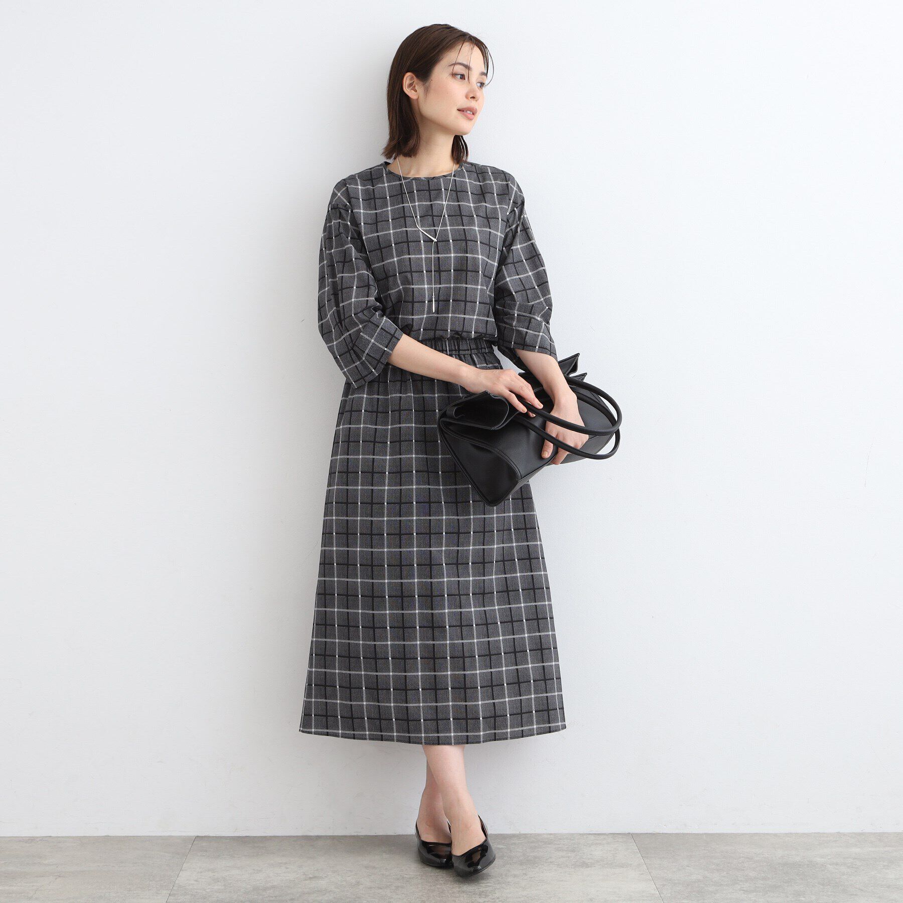 INDIVI「【洗える／SETUP可能／超軽量】チェック柄Iラインスカート」|スカート|