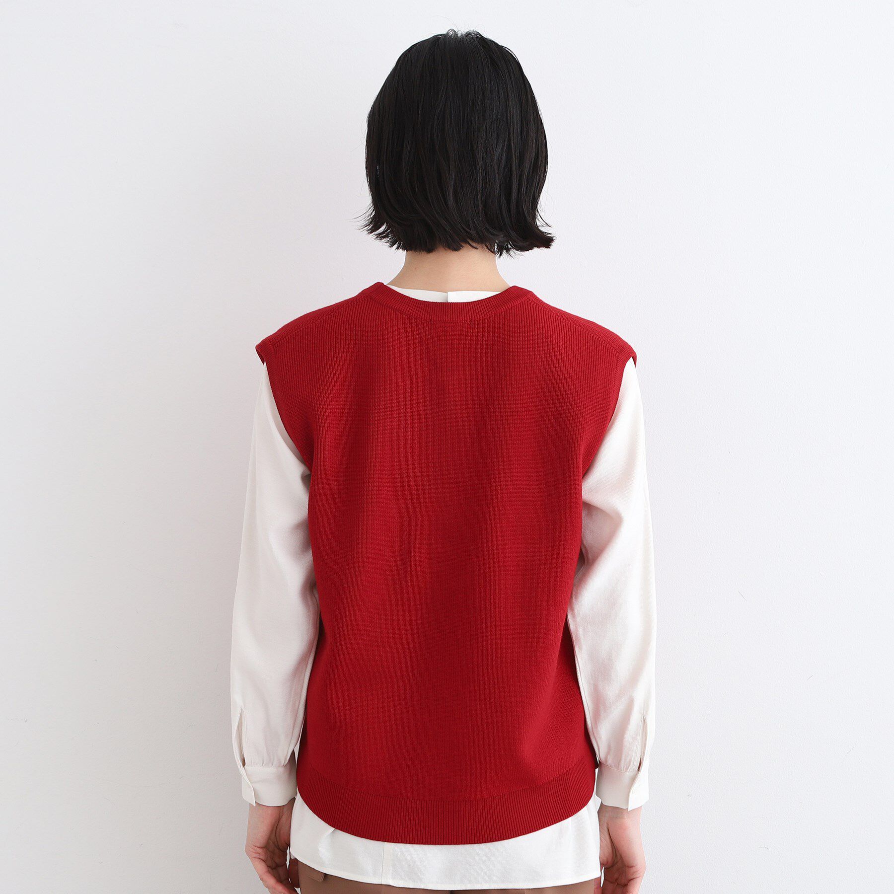 INDIVI「【洗える】アシンメトリーニットベスト」|ニット・セーター|