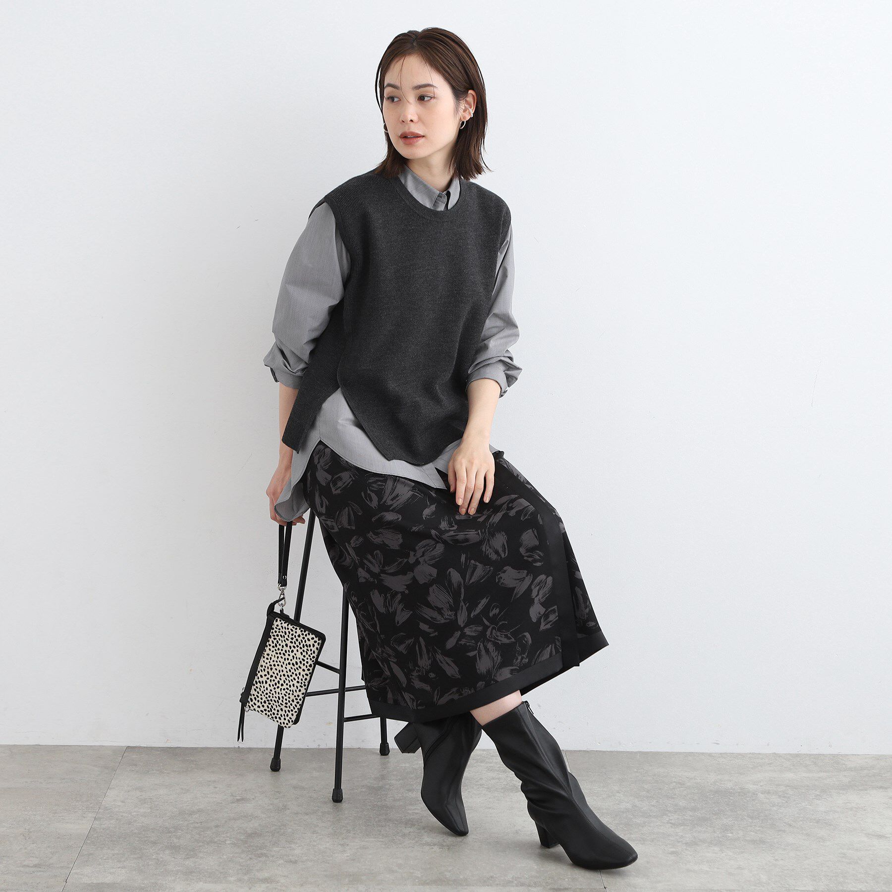 INDIVI「【洗える】アシンメトリーニットベスト」|ニット・セーター|