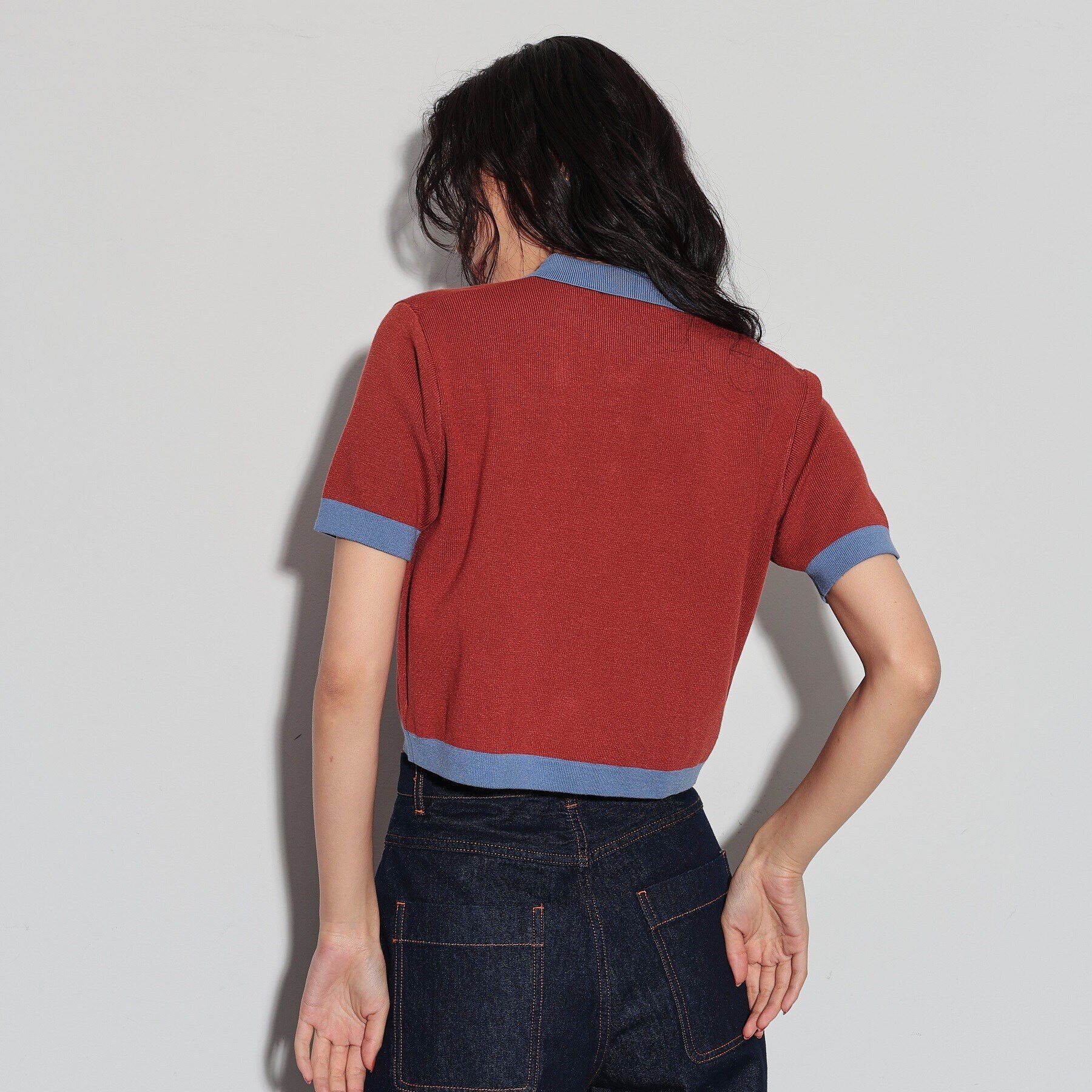 GALLEST「カラーブロッキングポロニットカーデ」|カーディガン|