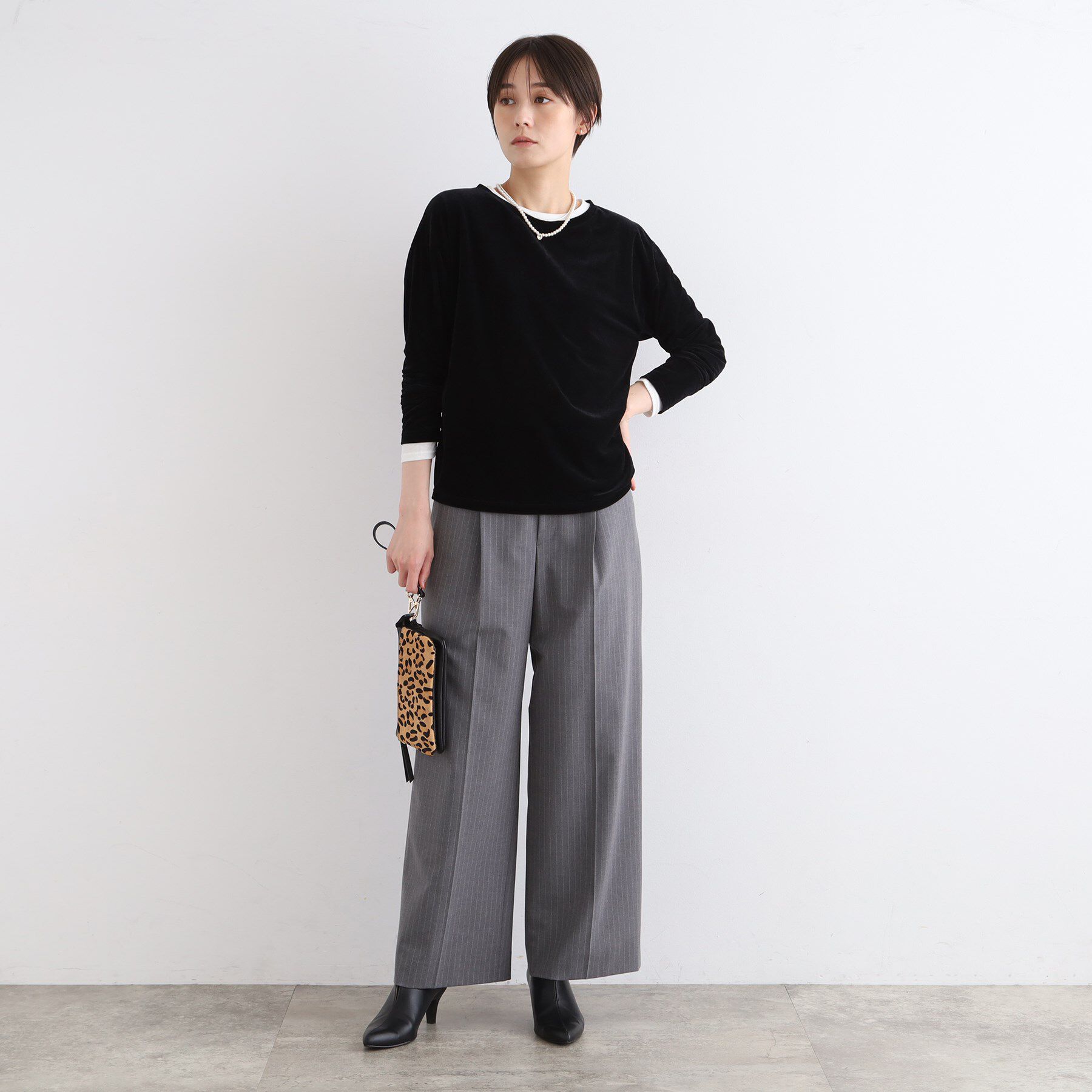 INDIVI「【洗える】コンパクトベロアカットソー」|Tシャツ・カットソー|