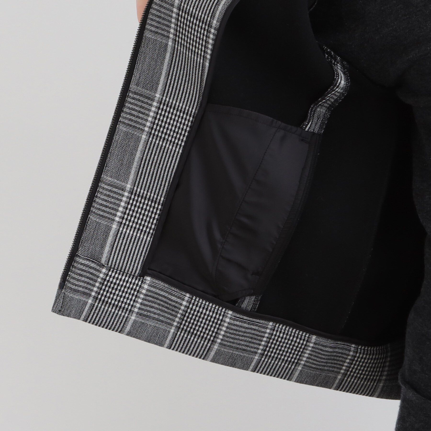 INDIVI「【洗える／UVケア】グレンチェック柄リバーブルゾン」|ブルゾン・スタジャン|