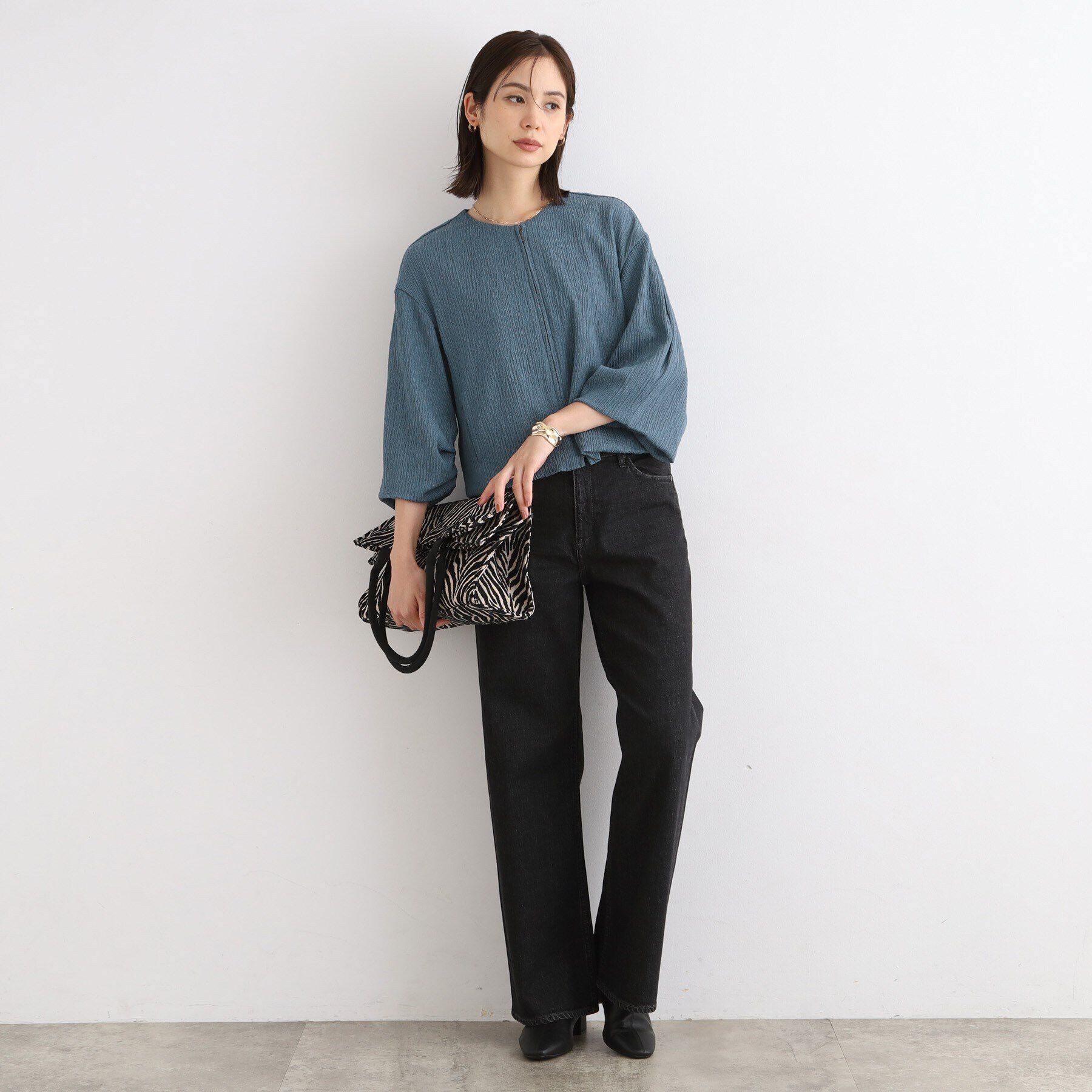 INDIVI「【洗える/UVケア/SETUP可能】バルーンスリーブブルゾン」|ブルゾン・スタジャン|