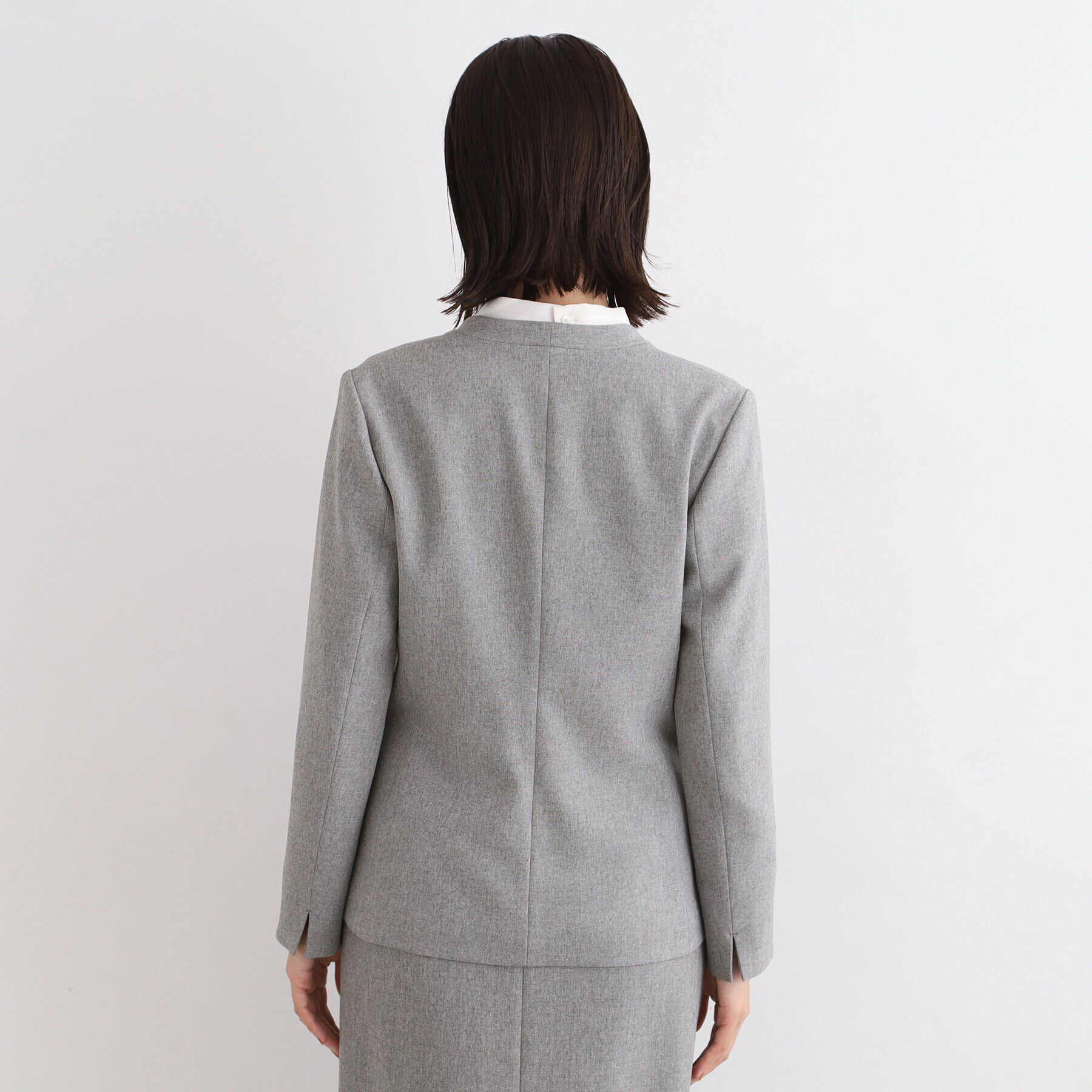 INDIVI「【定番スーツ／洗える／メランジ】ウールライクノーカラージャケット」|スーツ|