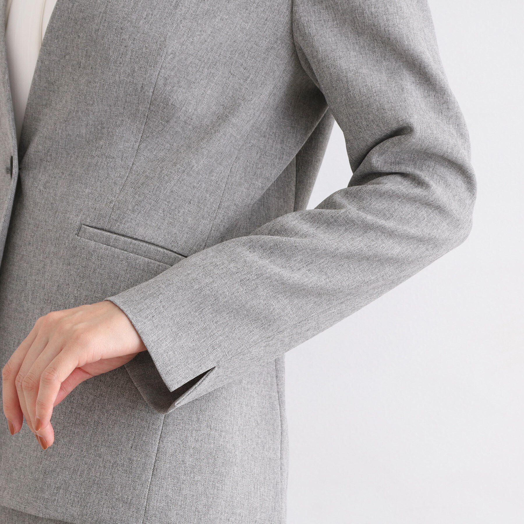 INDIVI「【定番スーツ／洗える／メランジ】ウールライクノーカラージャケット」|スーツ|