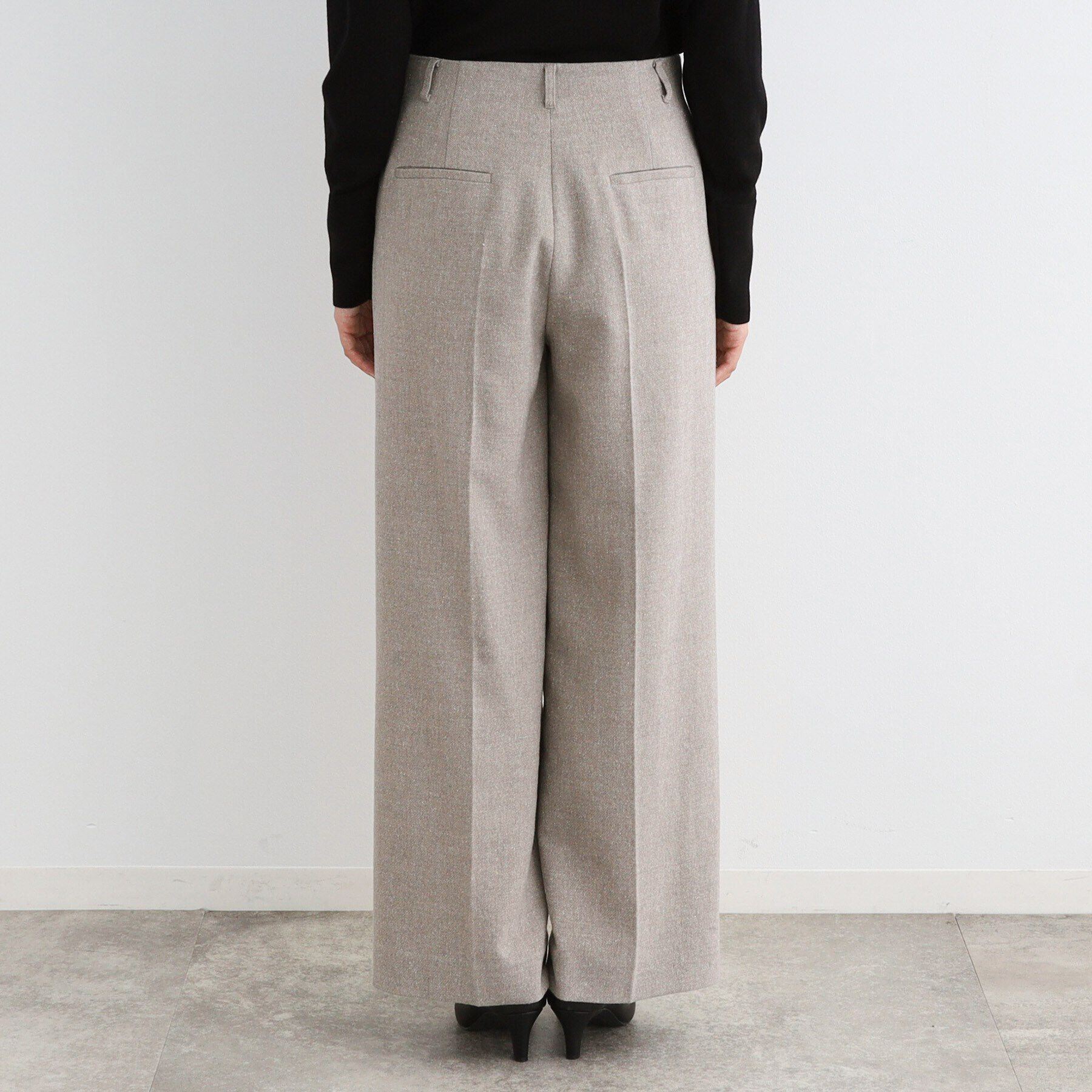 INDIVI「【ウール混】ネップヘリンボーン ワイドパンツ」|その他|