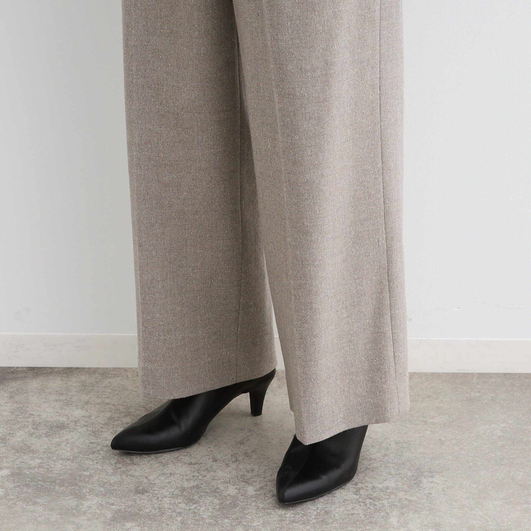 INDIVI「【ウール混】ネップヘリンボーン ワイドパンツ」|その他|