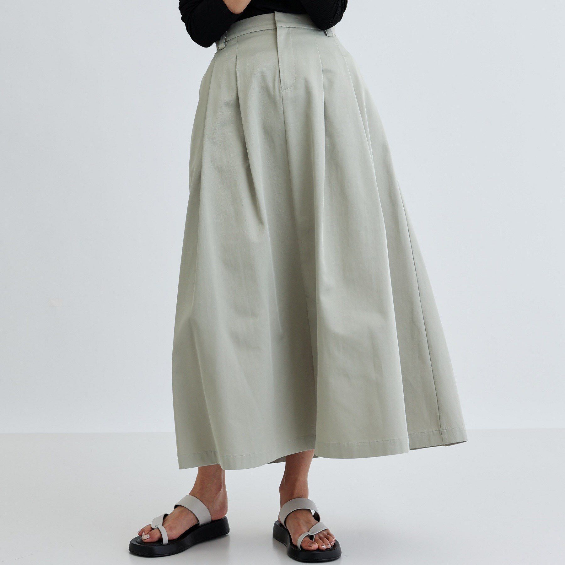 GALLEST「チノマキシスカート」|スカート|ライトグリーン(02