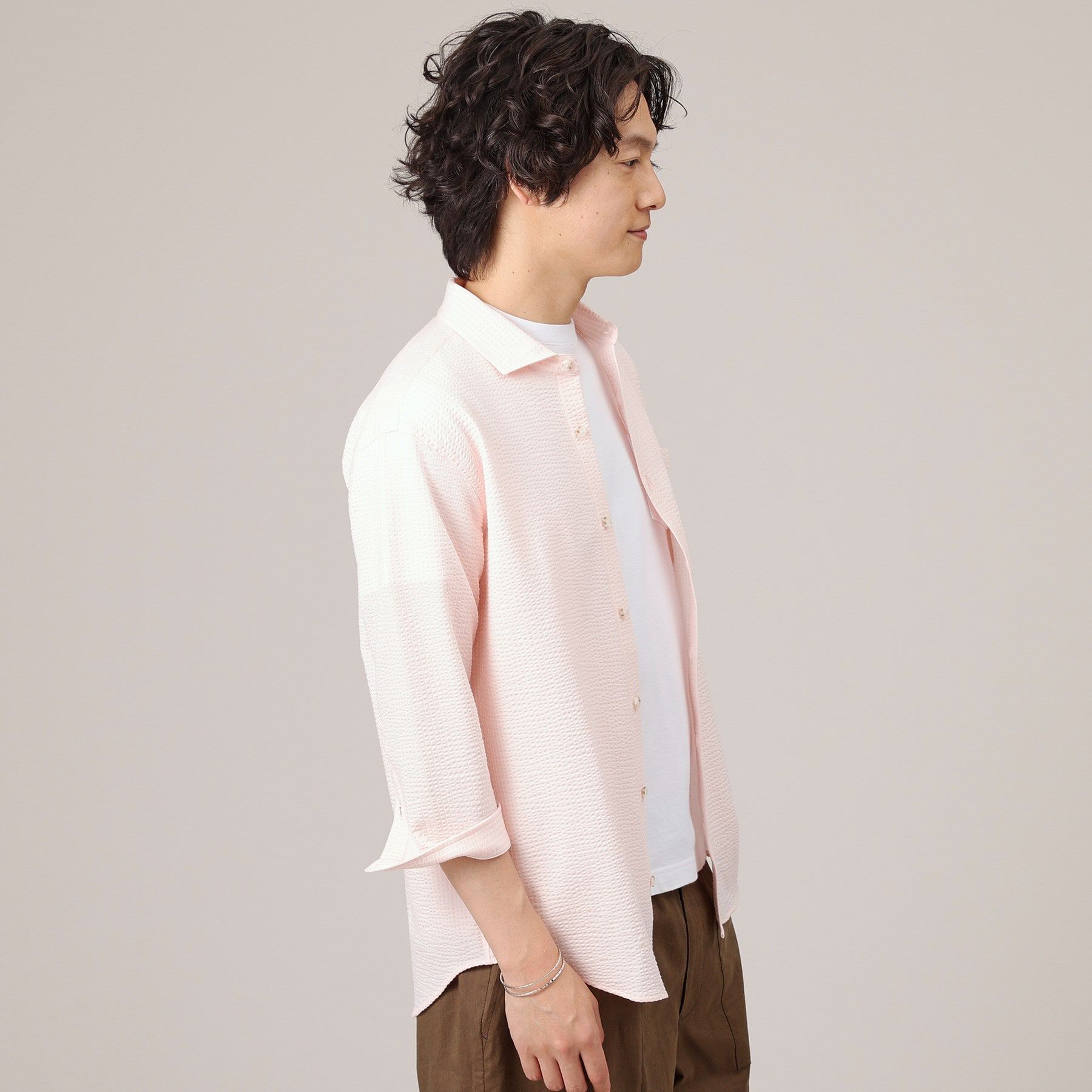 TAKEO KIKUCHI「【抗菌防臭／7分袖】サッカージャージ ストライプシャツ」|シャツ・ブラウス|