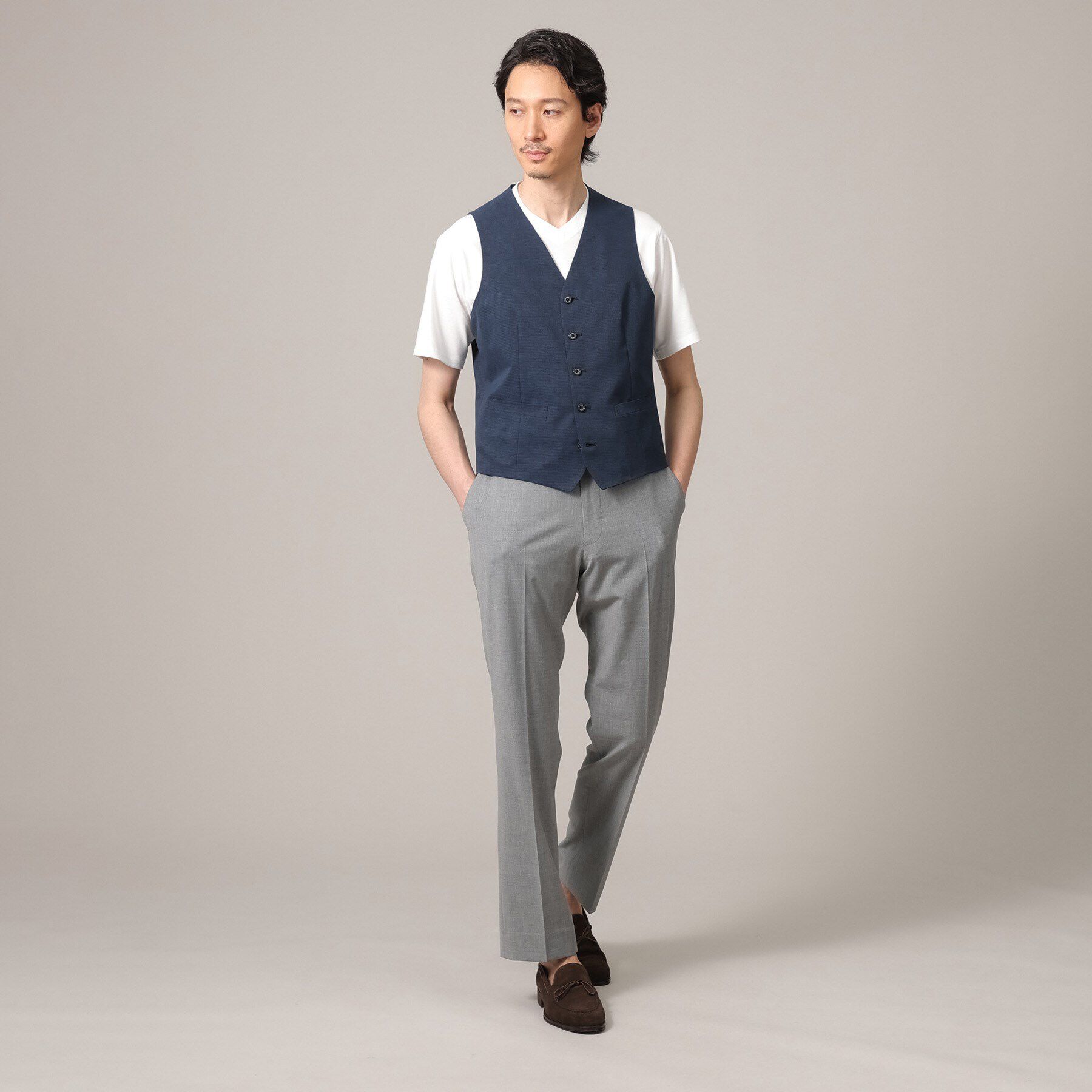 TAKEO KIKUCHI「【抗菌防臭／3ピース対応】COOL DOTS（R）ドビープリント ベスト」|ベスト・ジレ|